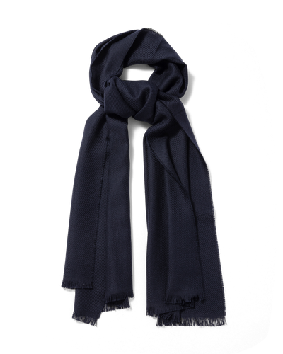 Twill Virgin Wool Scarf Navy