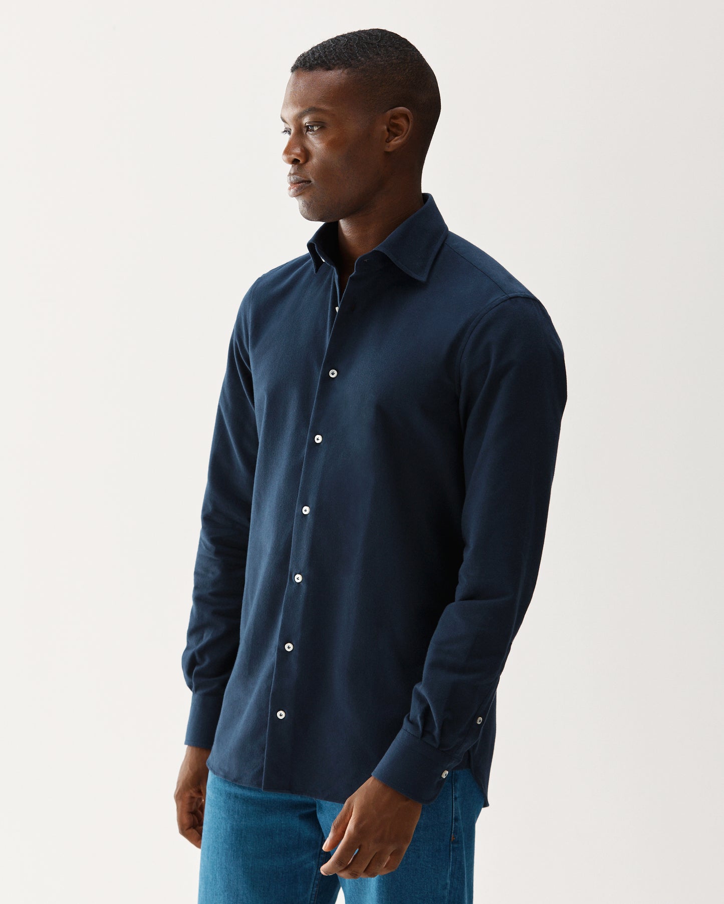 Brushed Cotton Shirt Navy