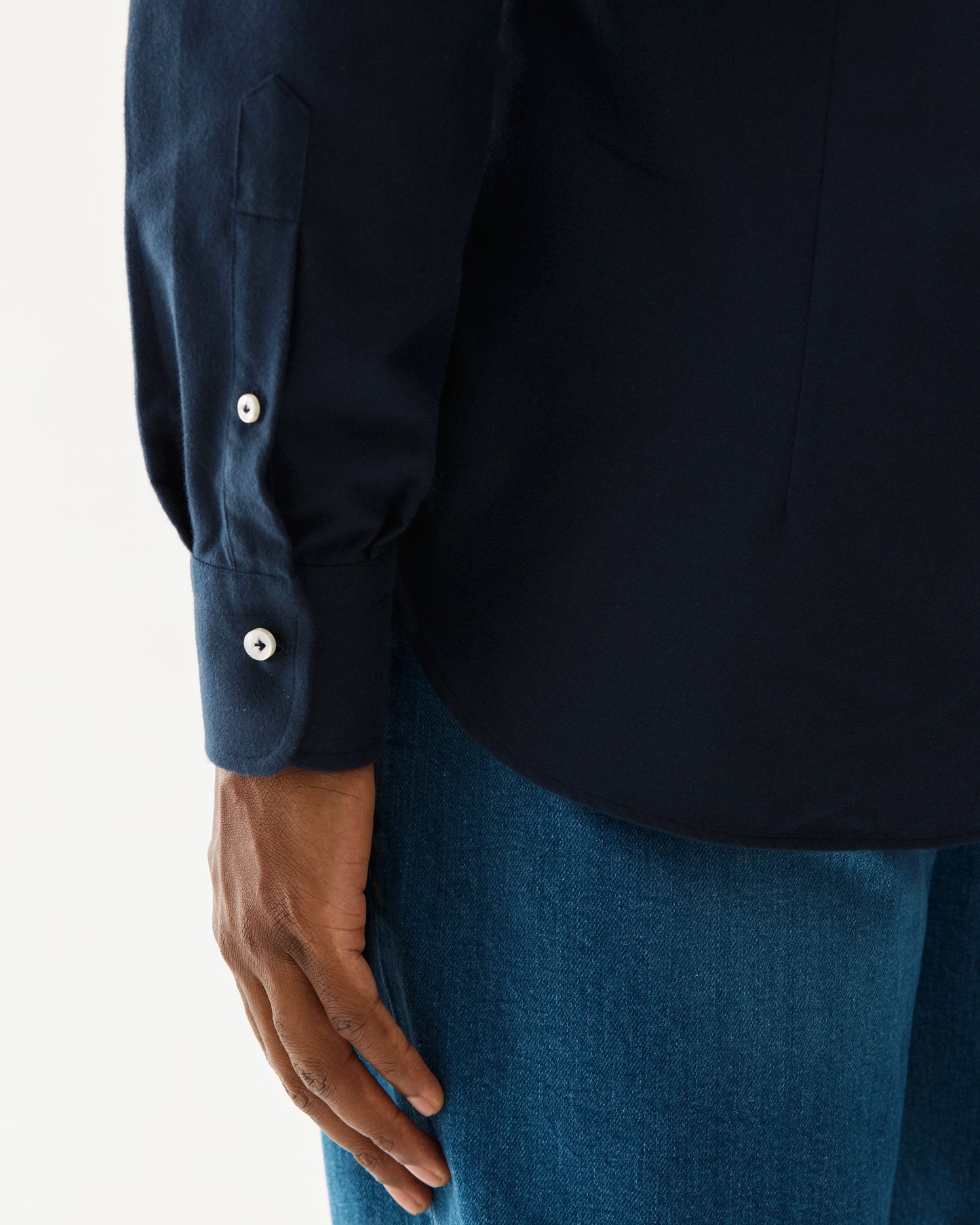 Brushed Cotton Shirt Navy