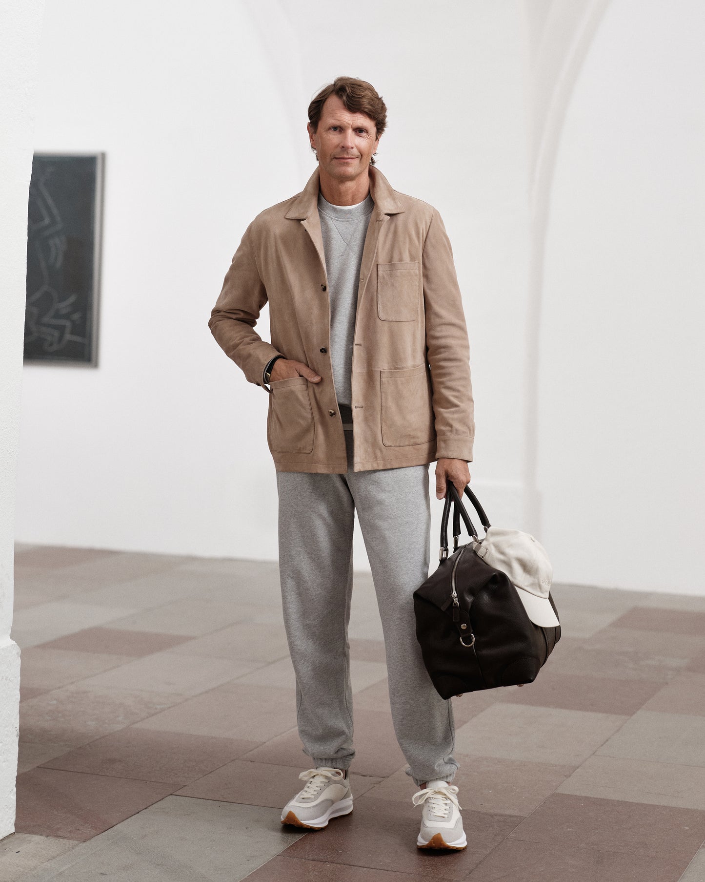 Suede Overshirt Jacket Beige