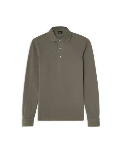 Long Sleeve Polo Pique Olive
