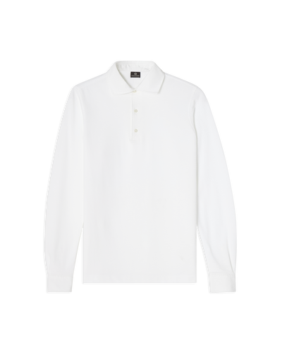Long Sleeve Polo Pique White