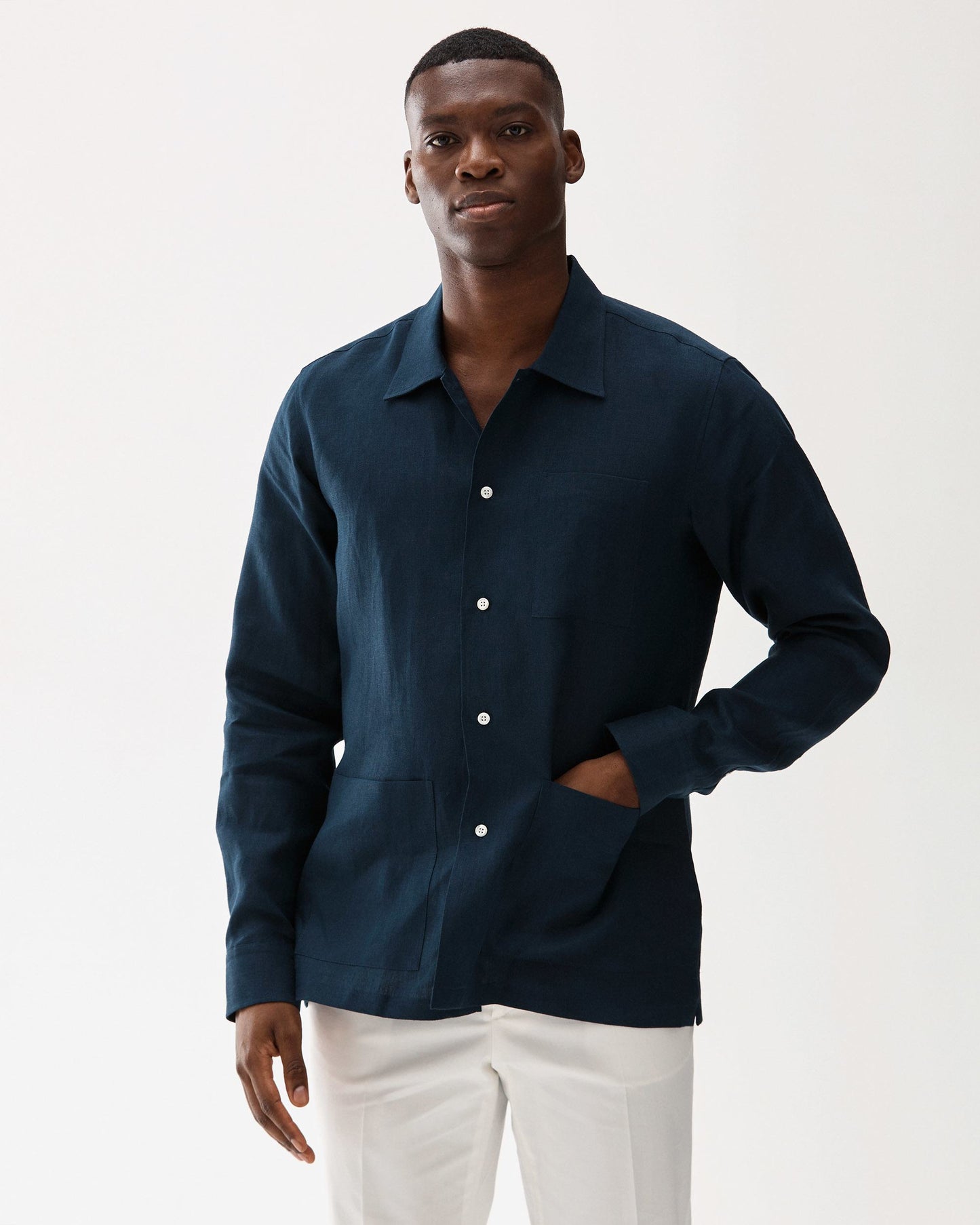 Linen Resort Shirt Navy