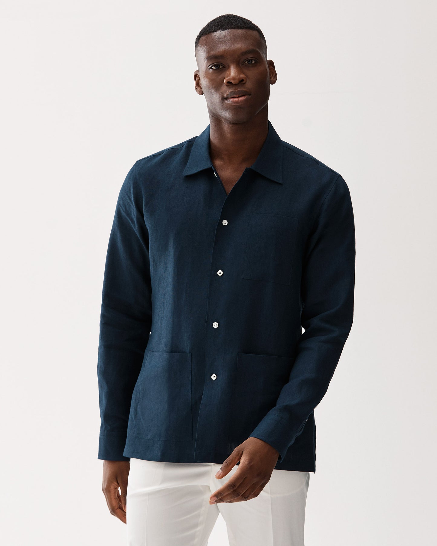 Linen Resort Shirt Navy