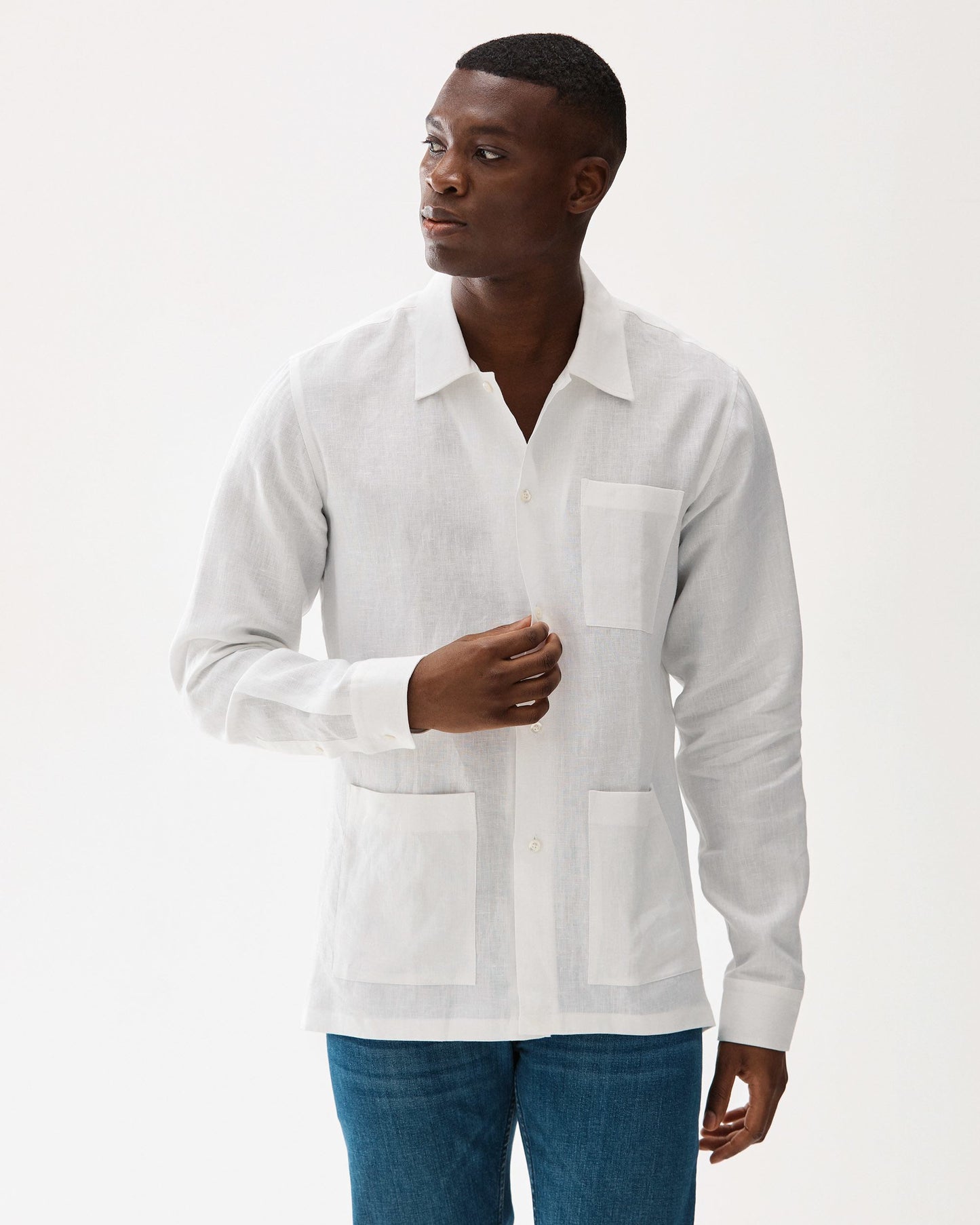 Linen Resort Shirt White