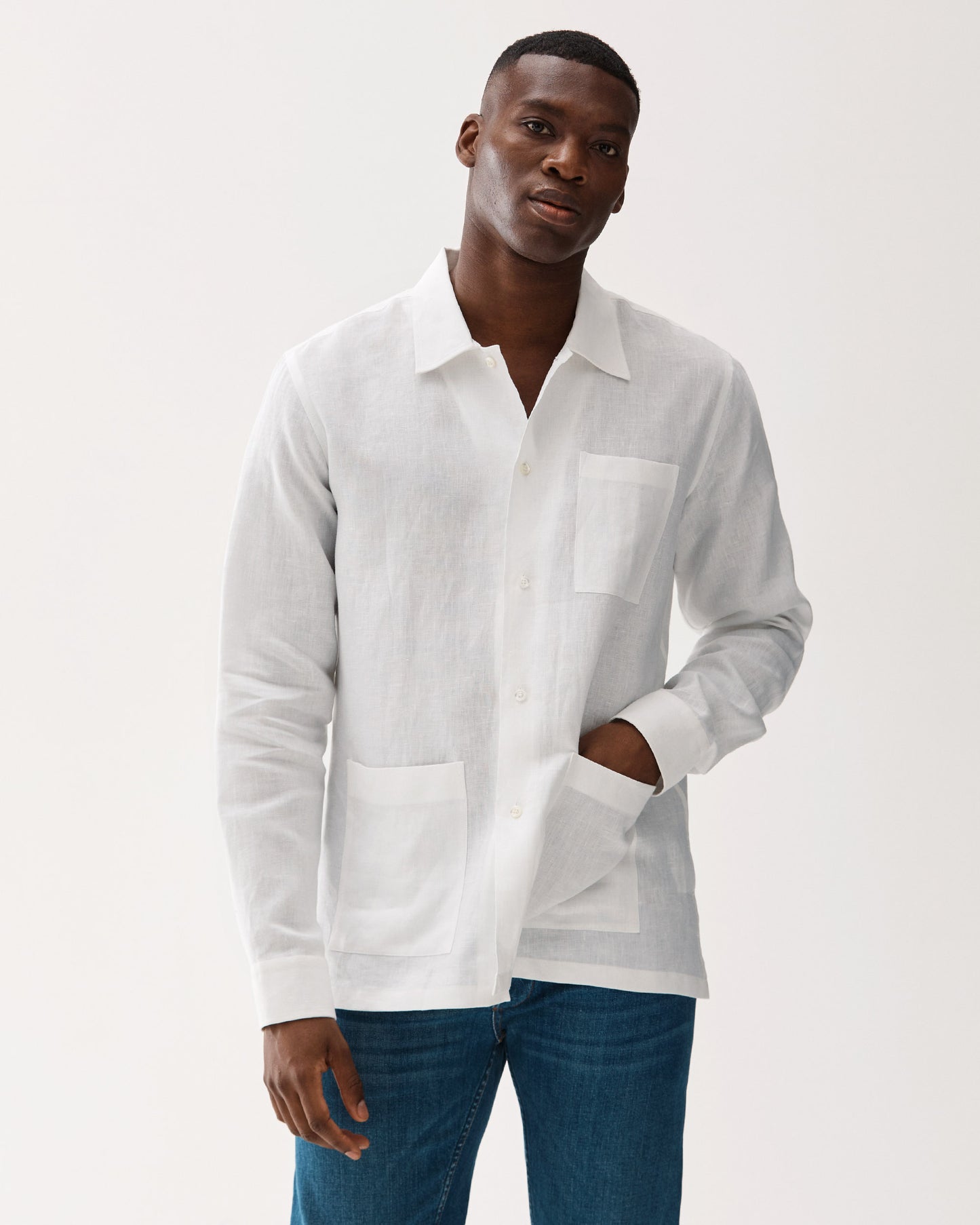 Linen Resort Shirt White