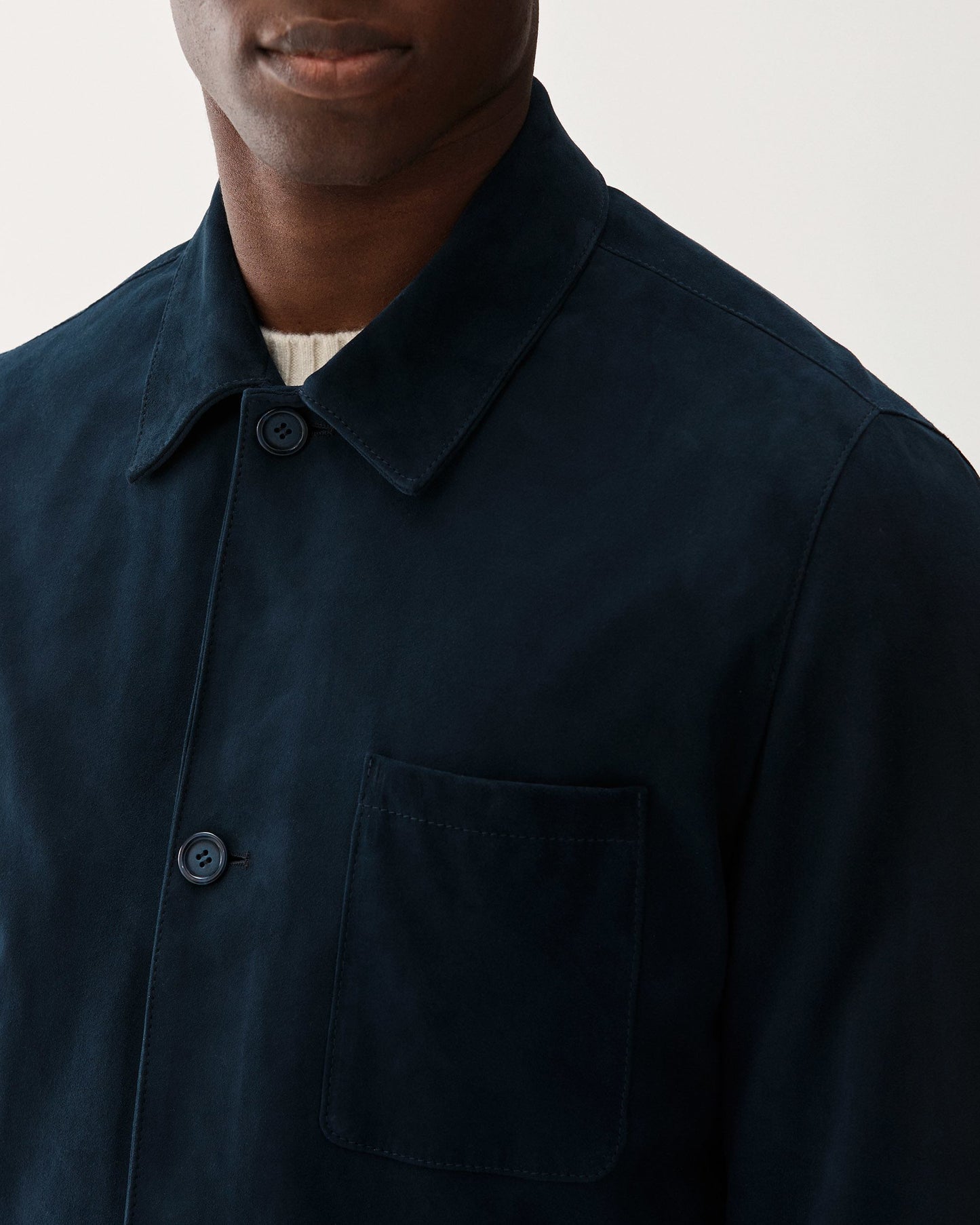 Suede Overshirt Jacket Navy