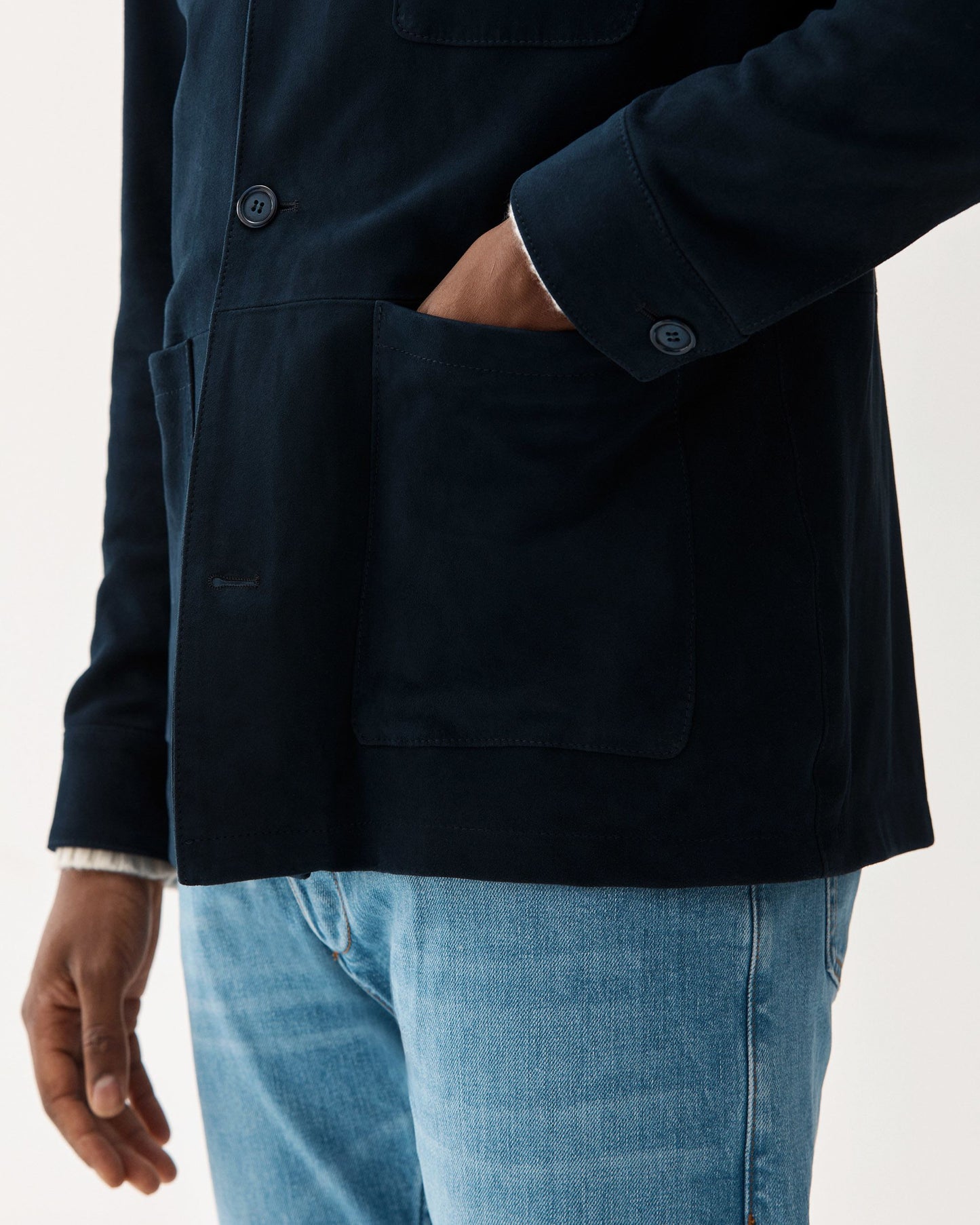 Suede Overshirt Jacket Navy