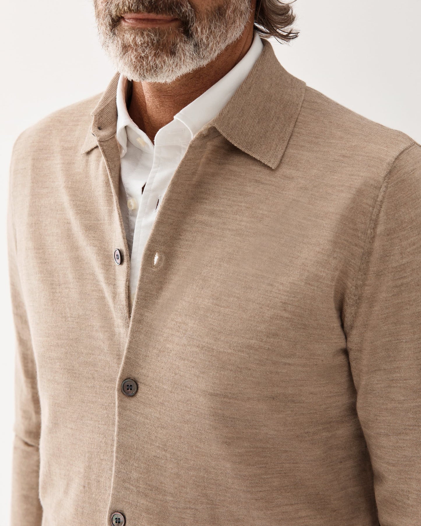 Cashmere Shirt Cardigan Beige