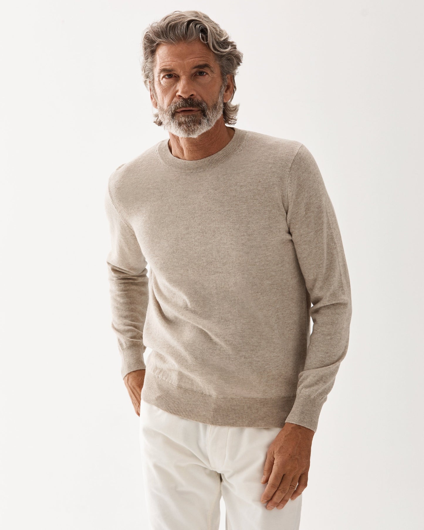 Crewneck Wool Cashmere Sweater Beige