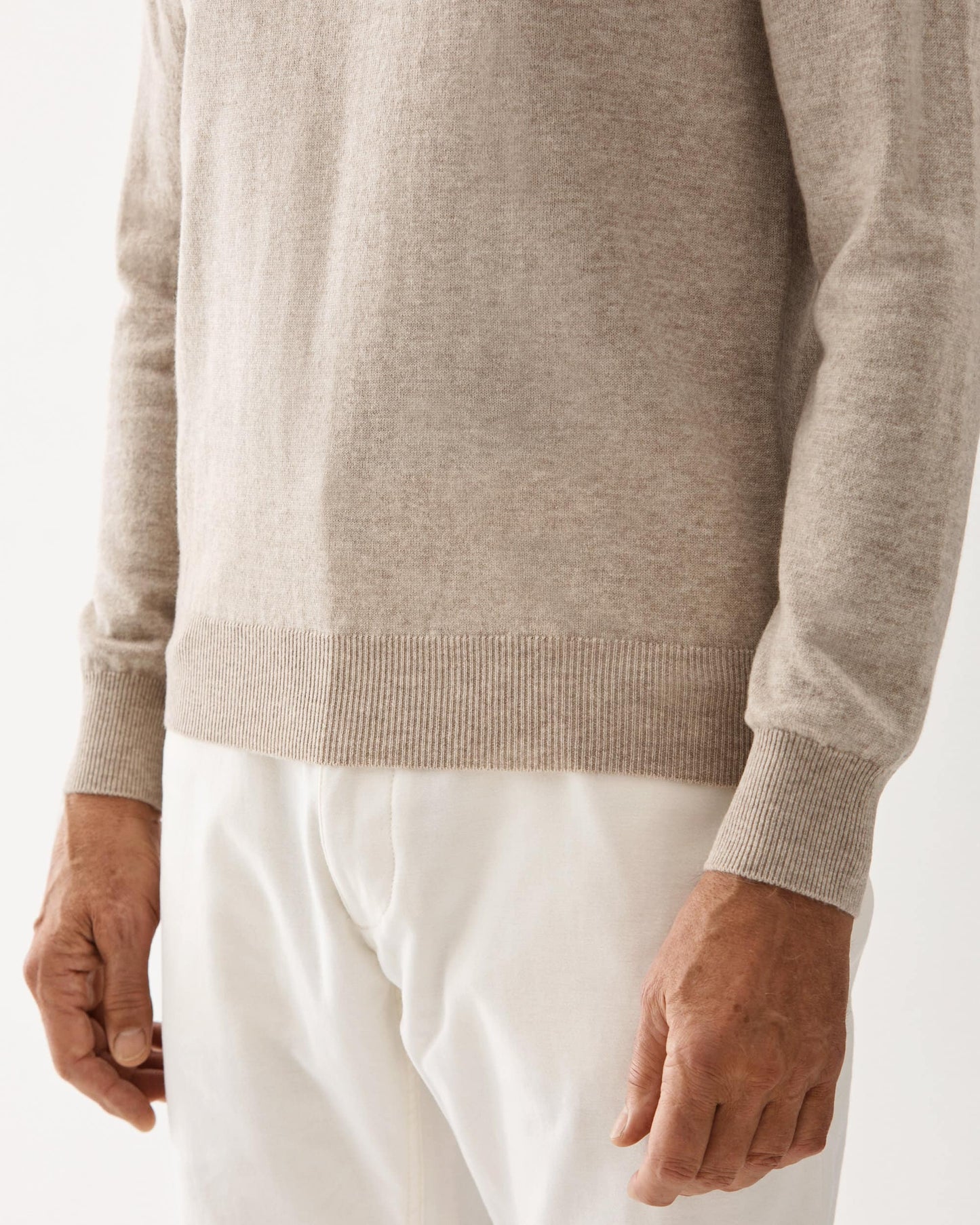 Crewneck Wool Cashmere Sweater Beige