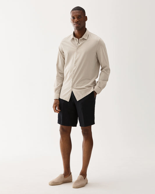 Drawstring Linen Shorts Navy