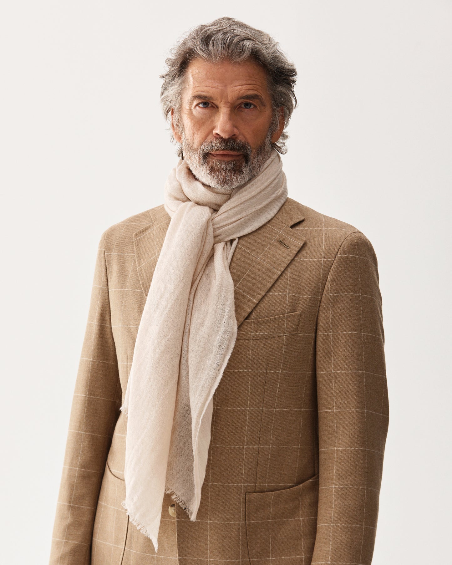 Twill Cashmere Scarf Beige