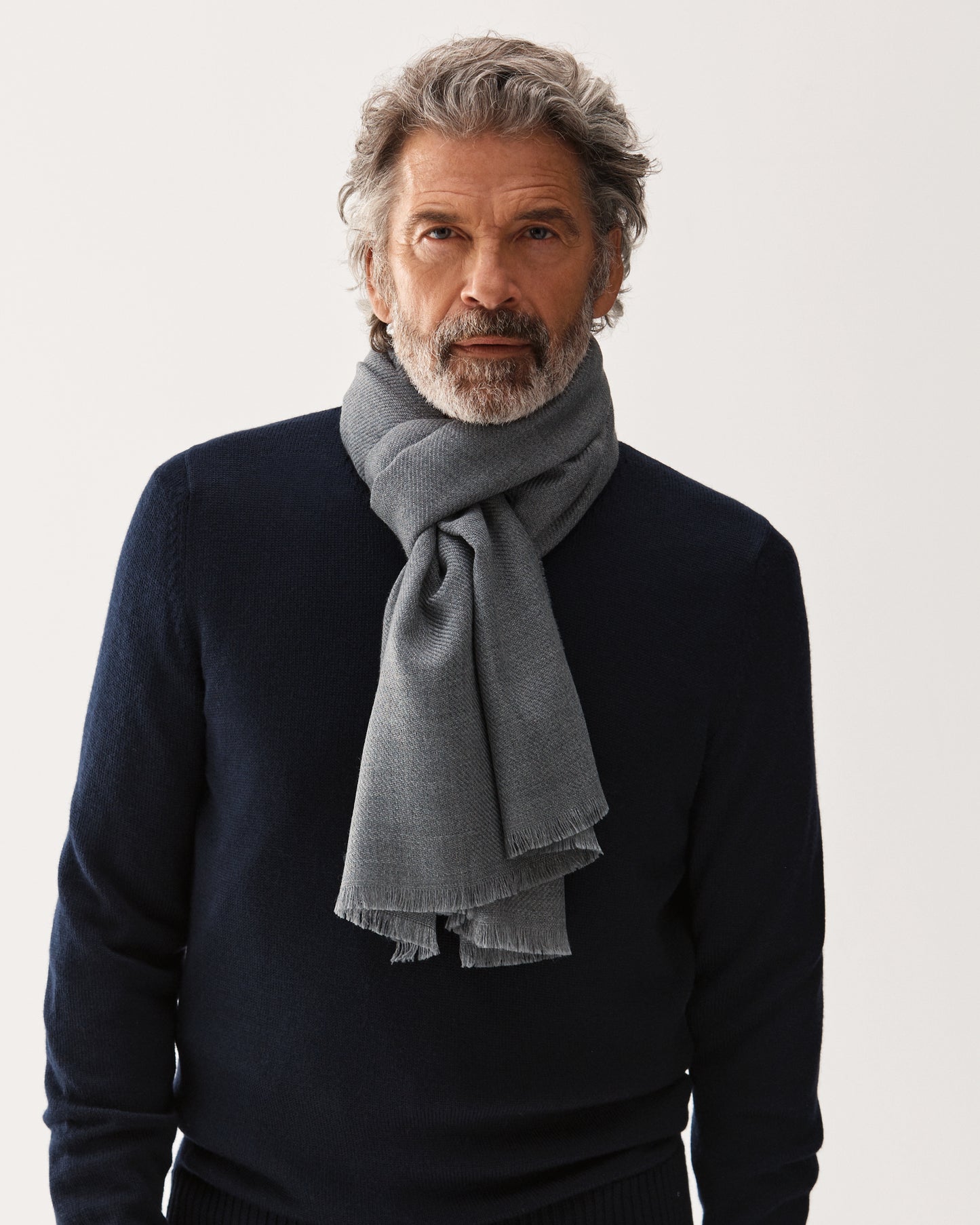 Twill Virgin Wool Scarf Grey