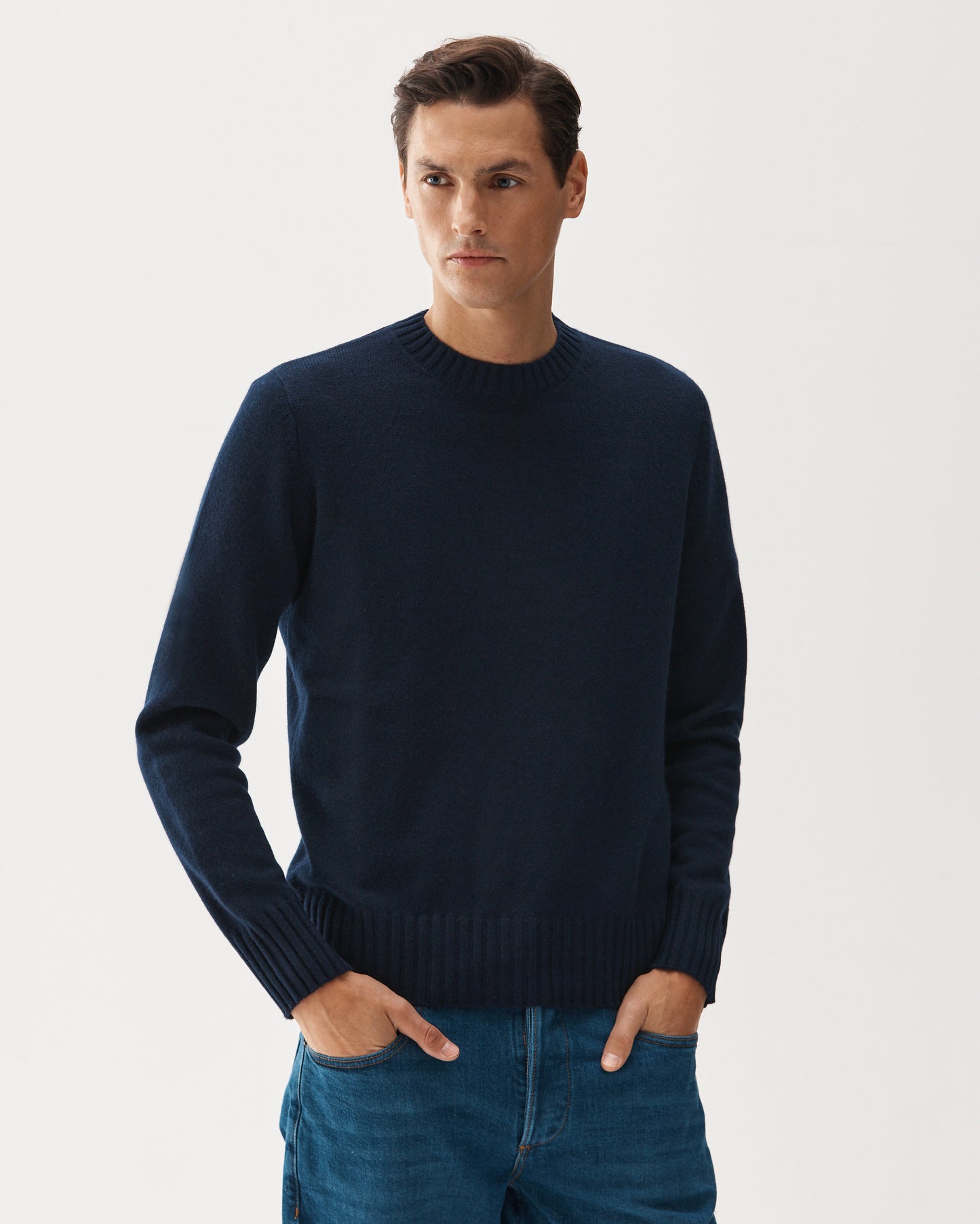 7 Gauge Crewneck Cashmere Sweater Navy