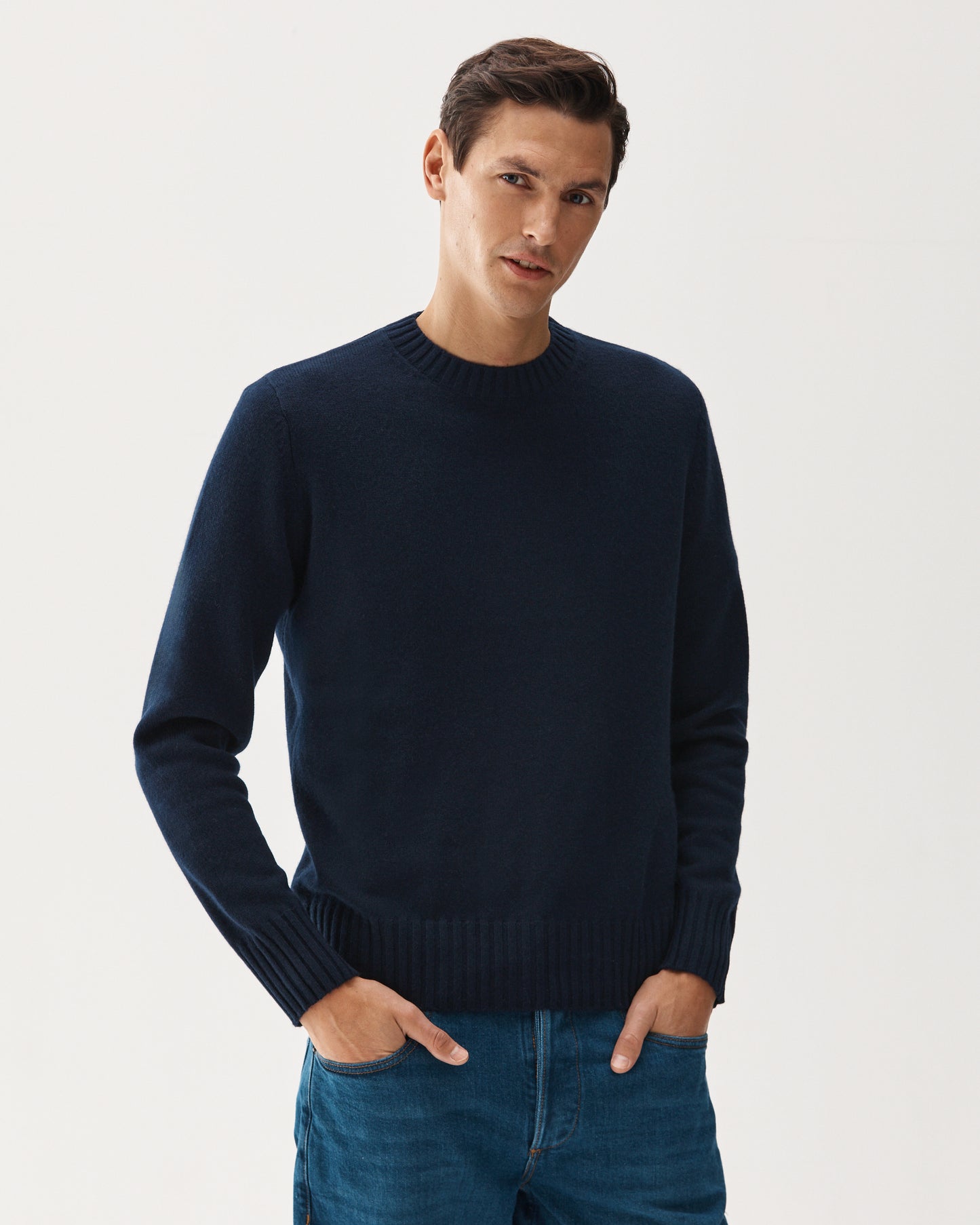 7 Gauge Crewneck Cashmere Sweater Navy