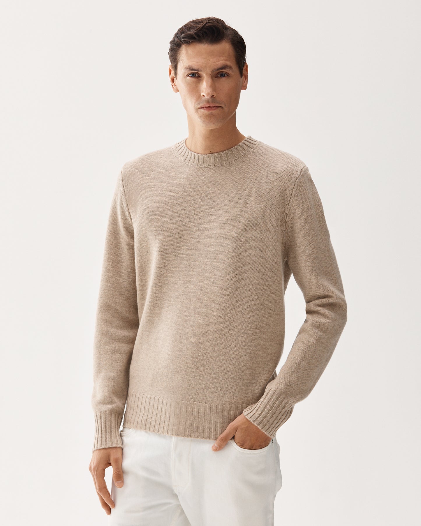 7 Gauge Crewneck Cashmere Sweater Sand