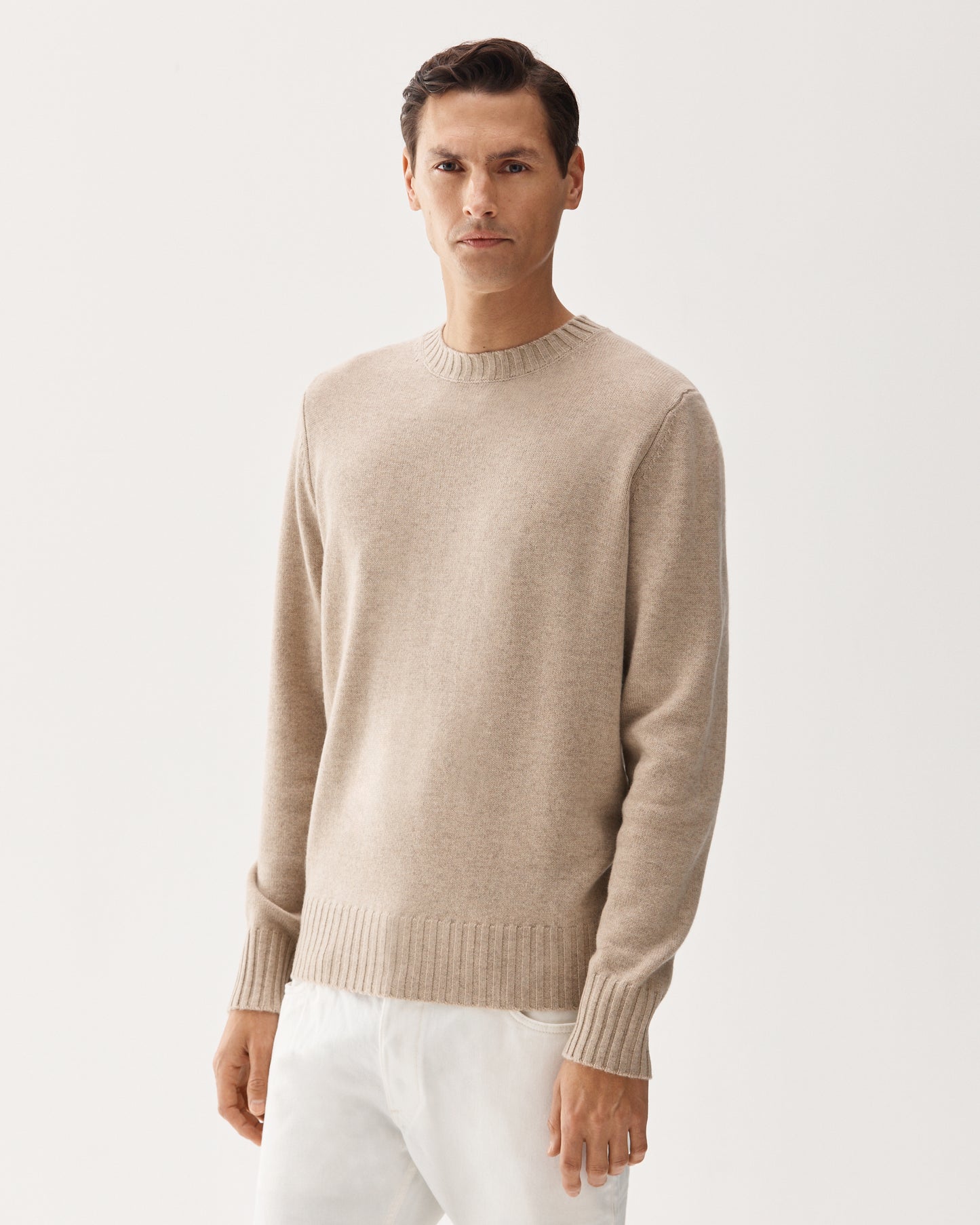 7 Gauge Crewneck Cashmere Sweater Sand