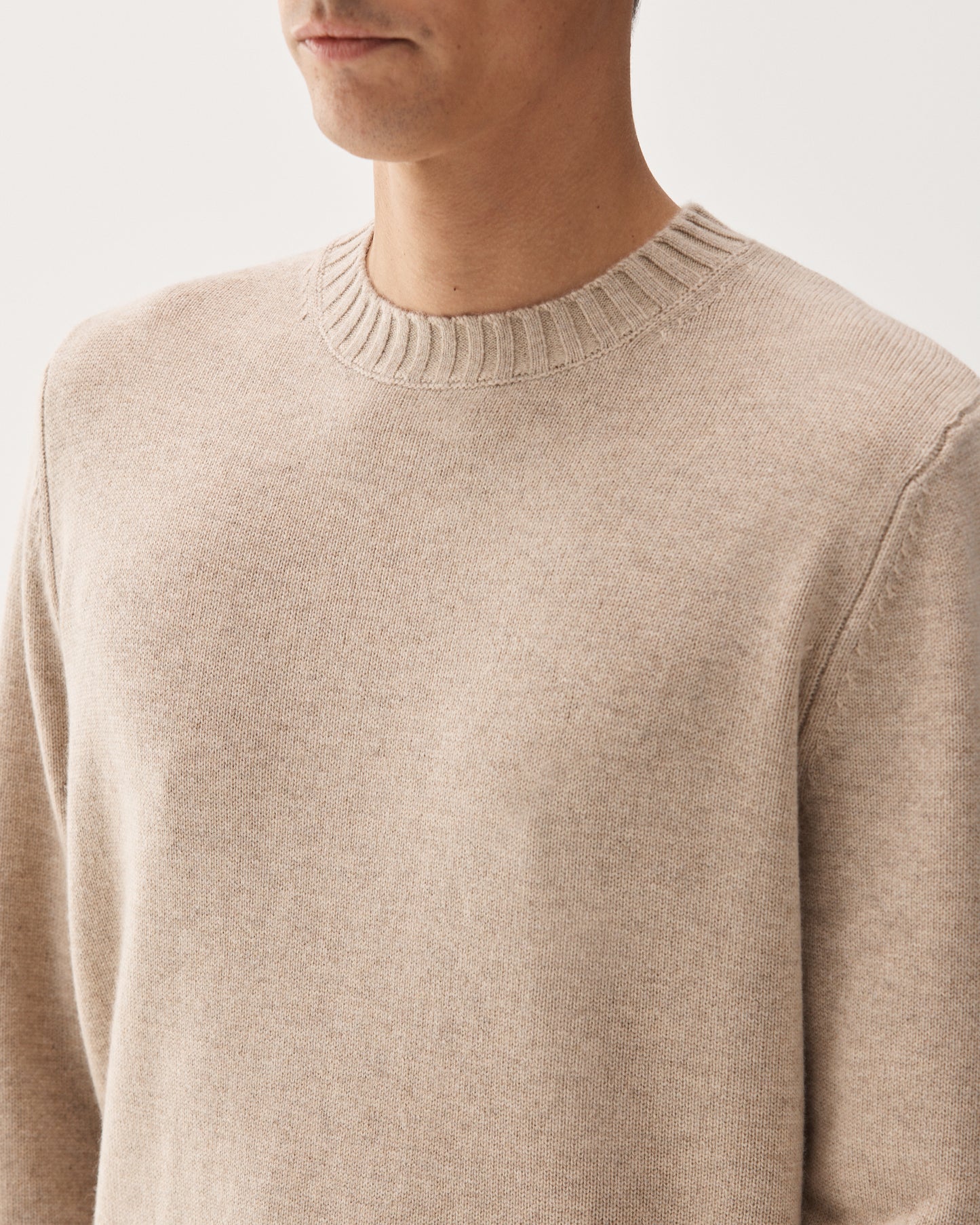 7 Gauge Crewneck Cashmere Sweater Sand