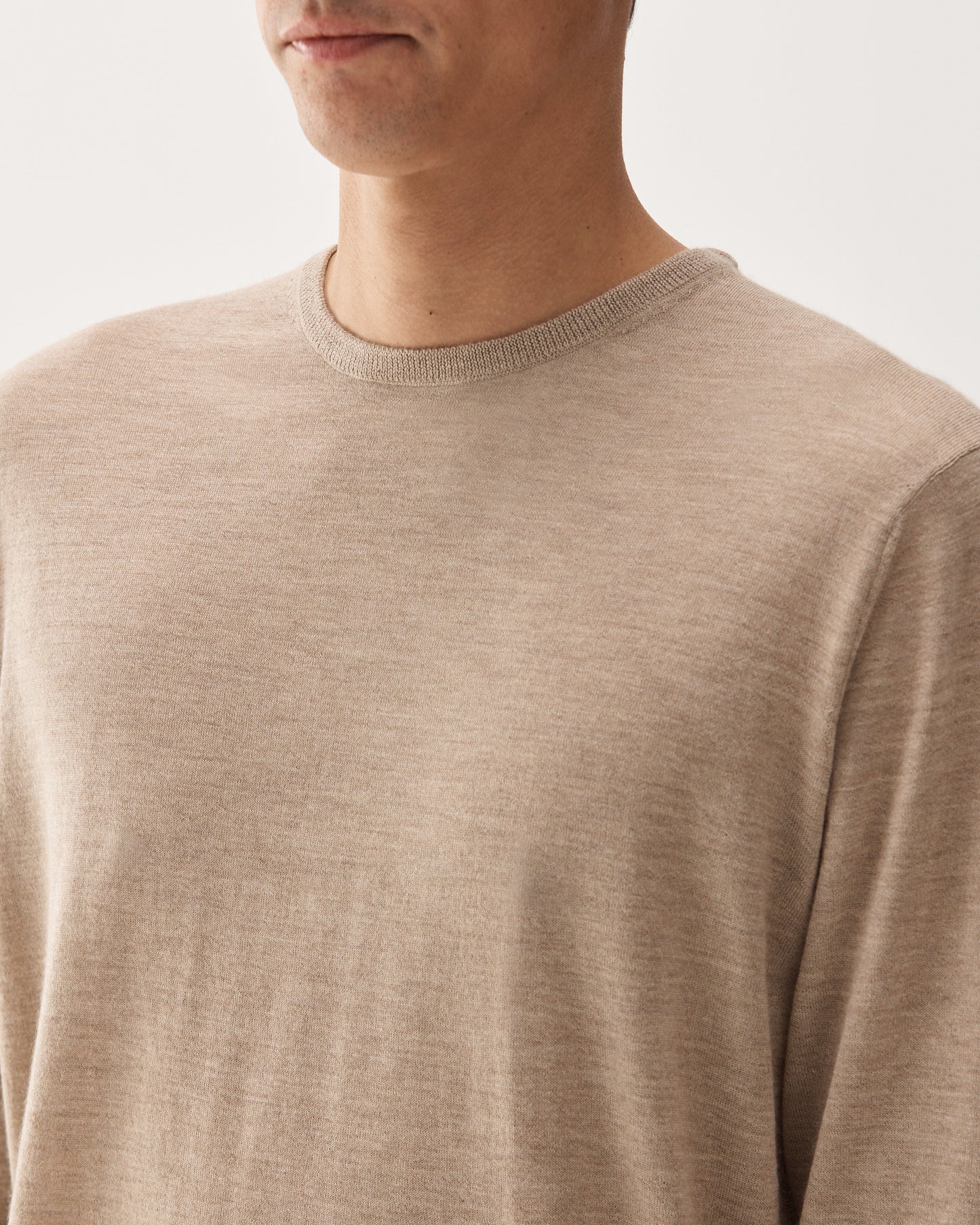 Beige Crew Neck Cashmere Sweater