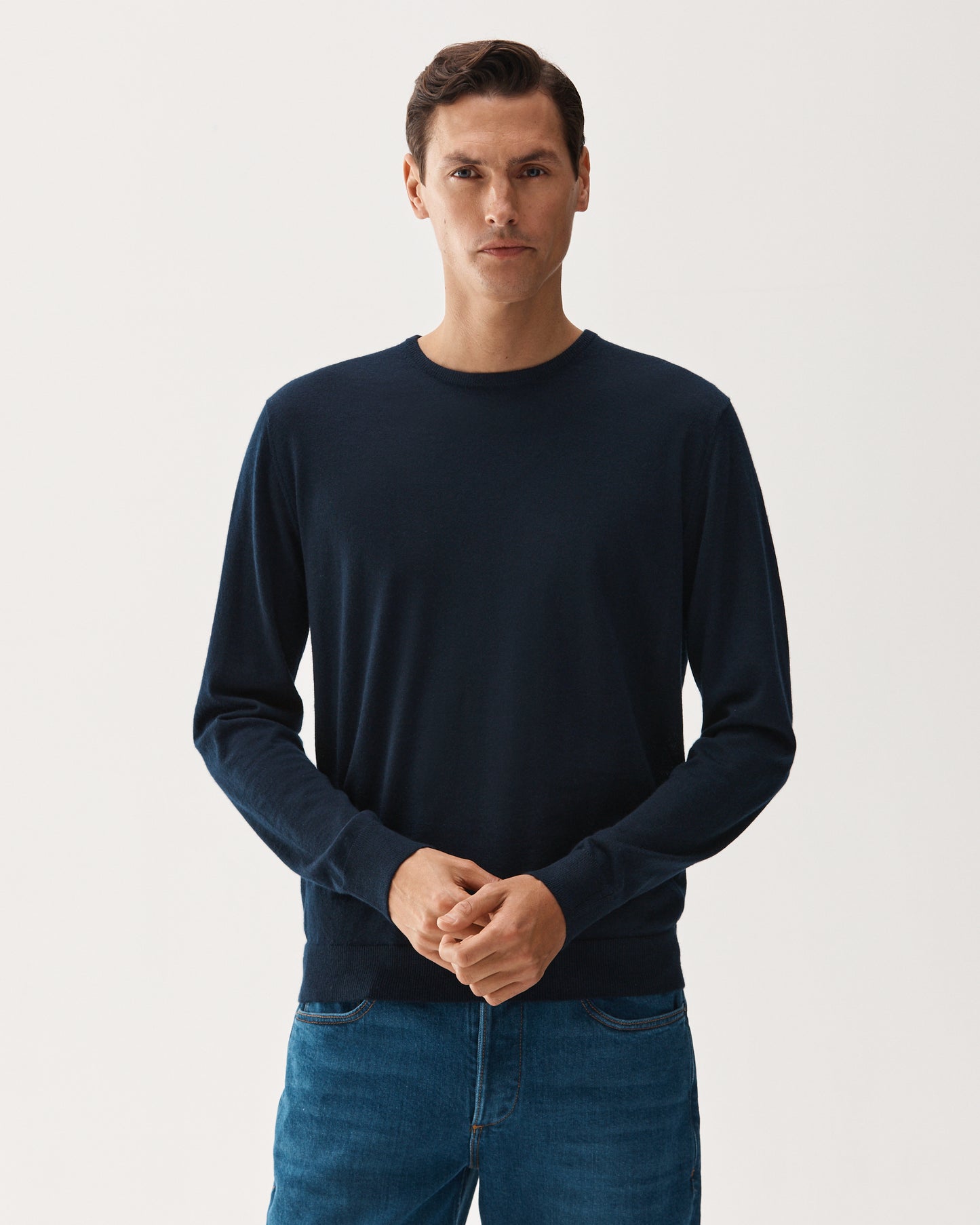 Navy Crew Neck Cashmere Sweater