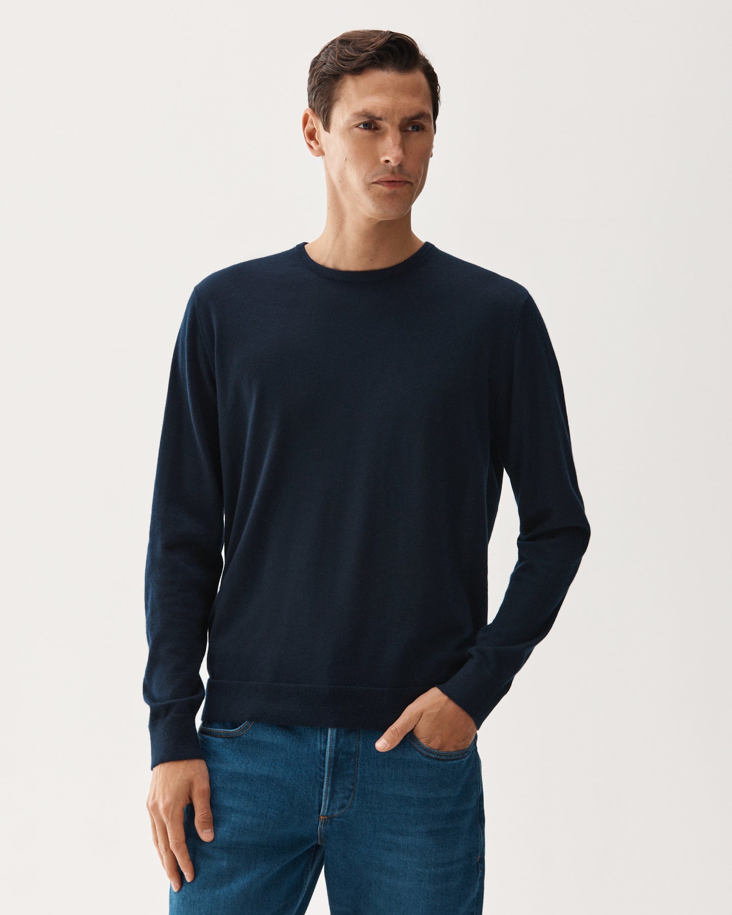 Navy Crew Neck Cashmere Sweater