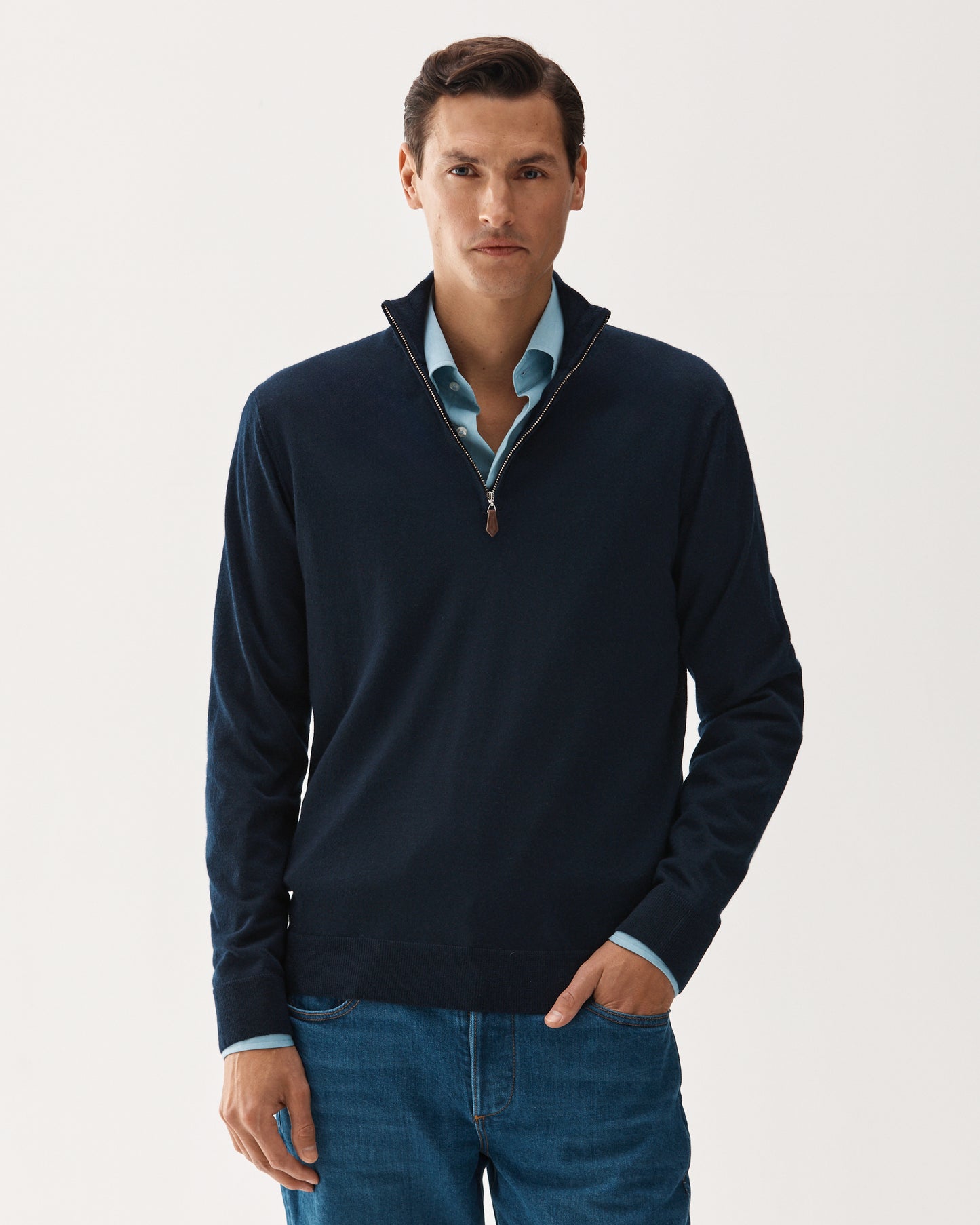 Cashmere Half-Zip Sweater Navy