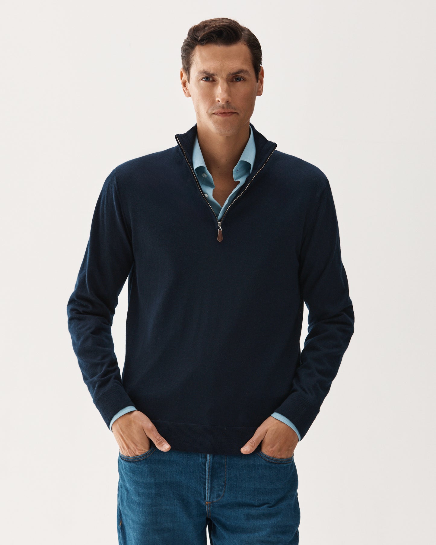 Cashmere Half-Zip Sweater Navy