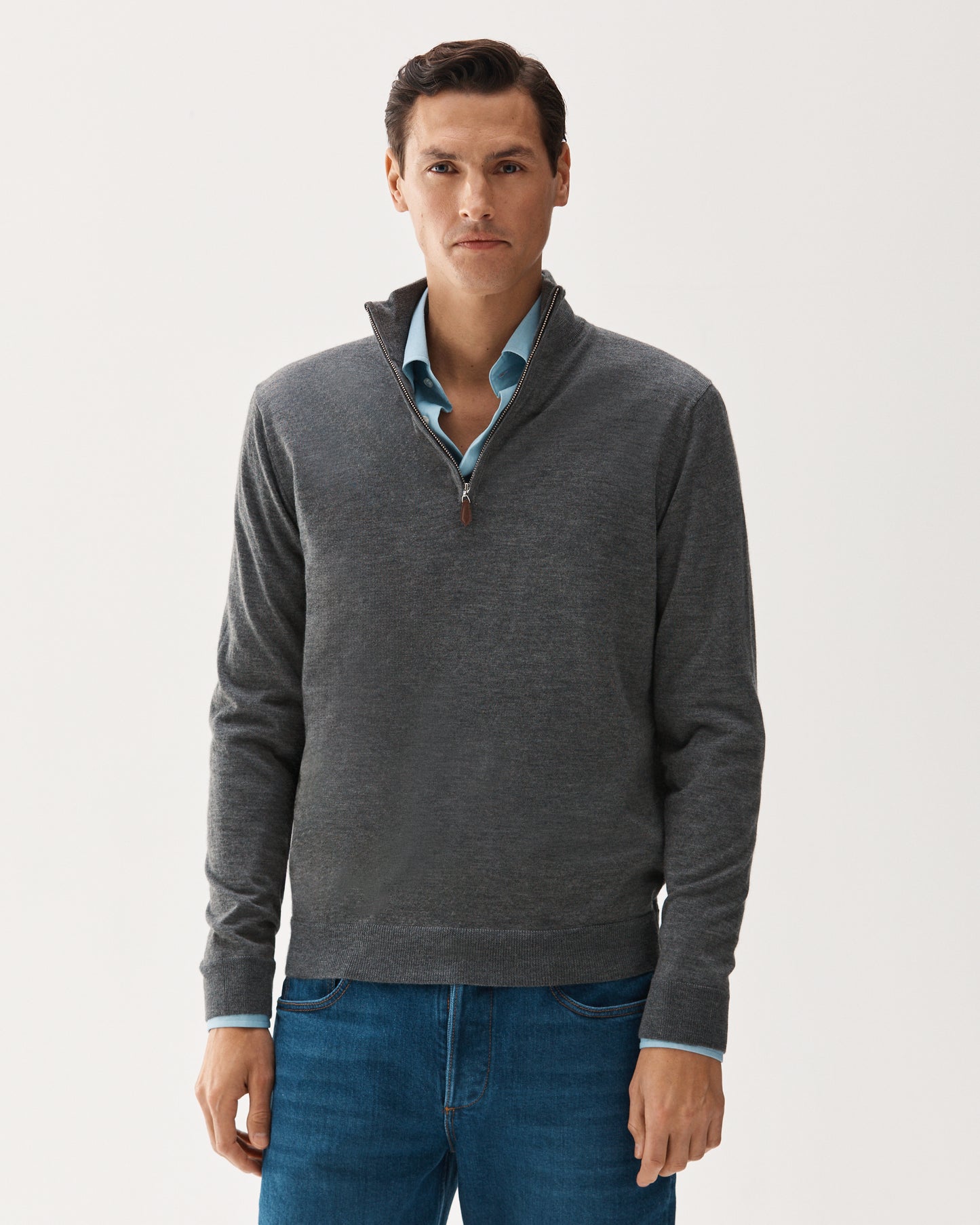 Cashmere Half-Zip Sweater Grey