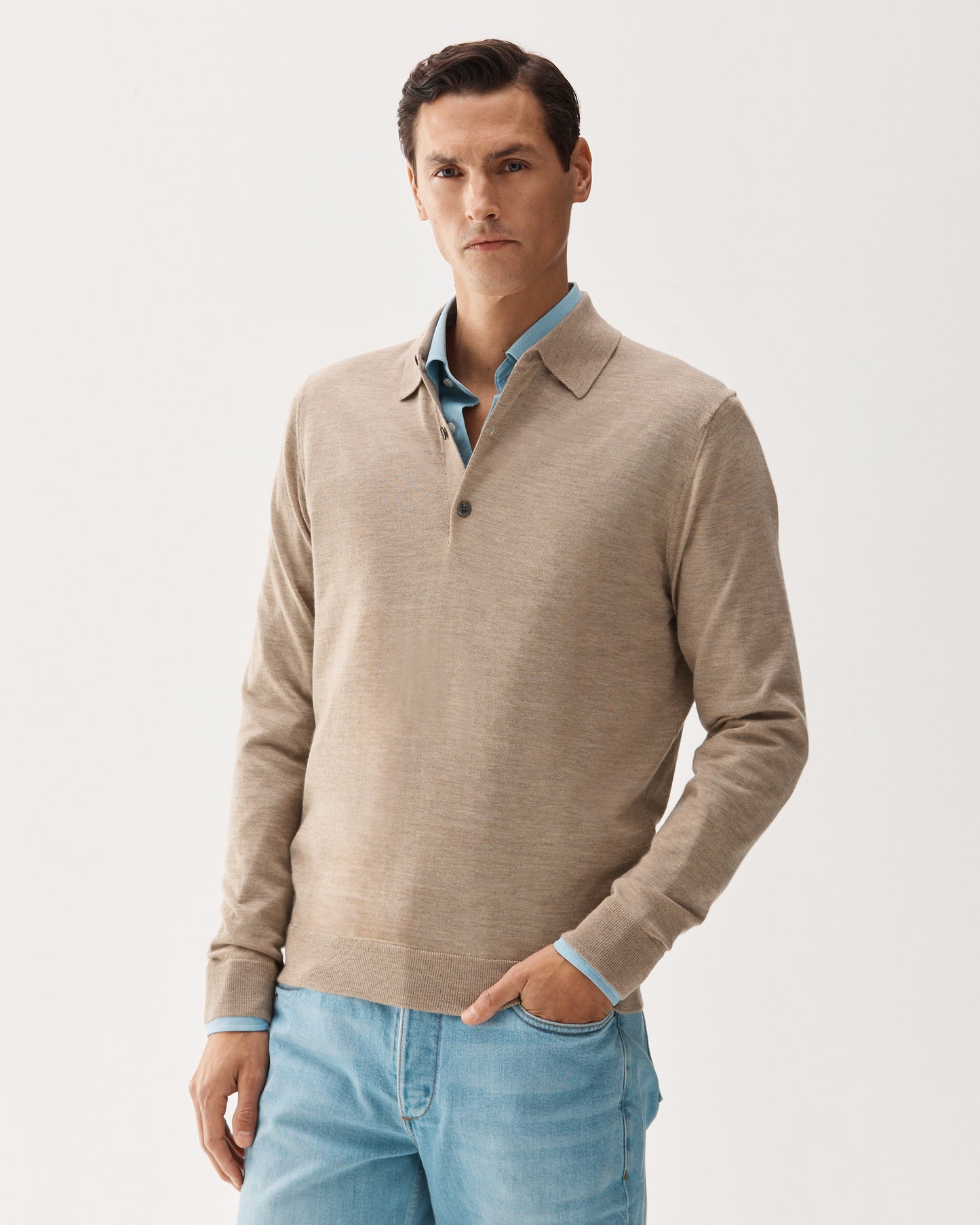 Poloneck Cashmere Sweater Beige