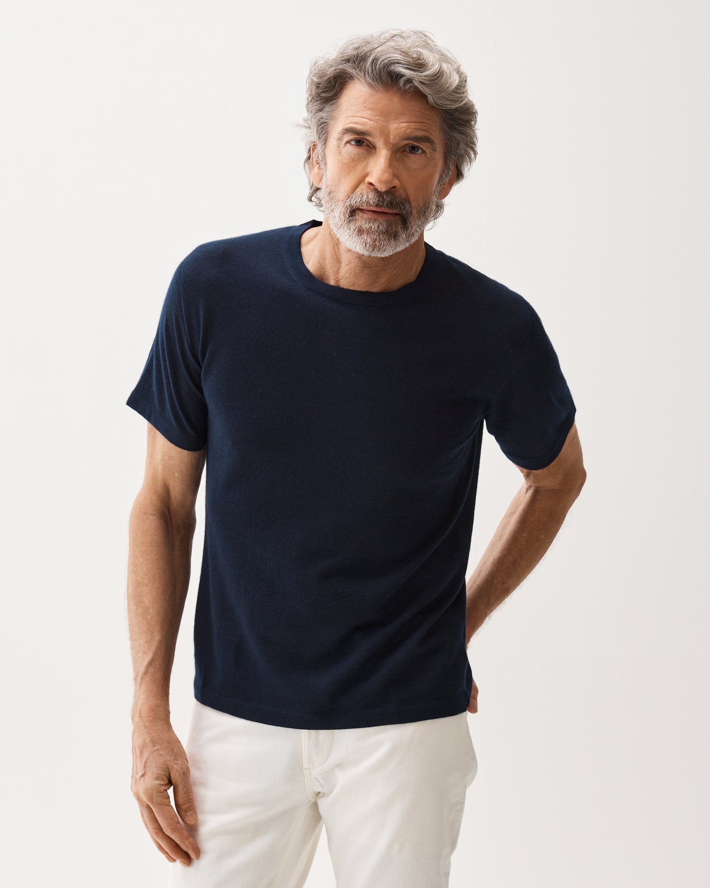 Cashmere Silk T-Shirt Navy