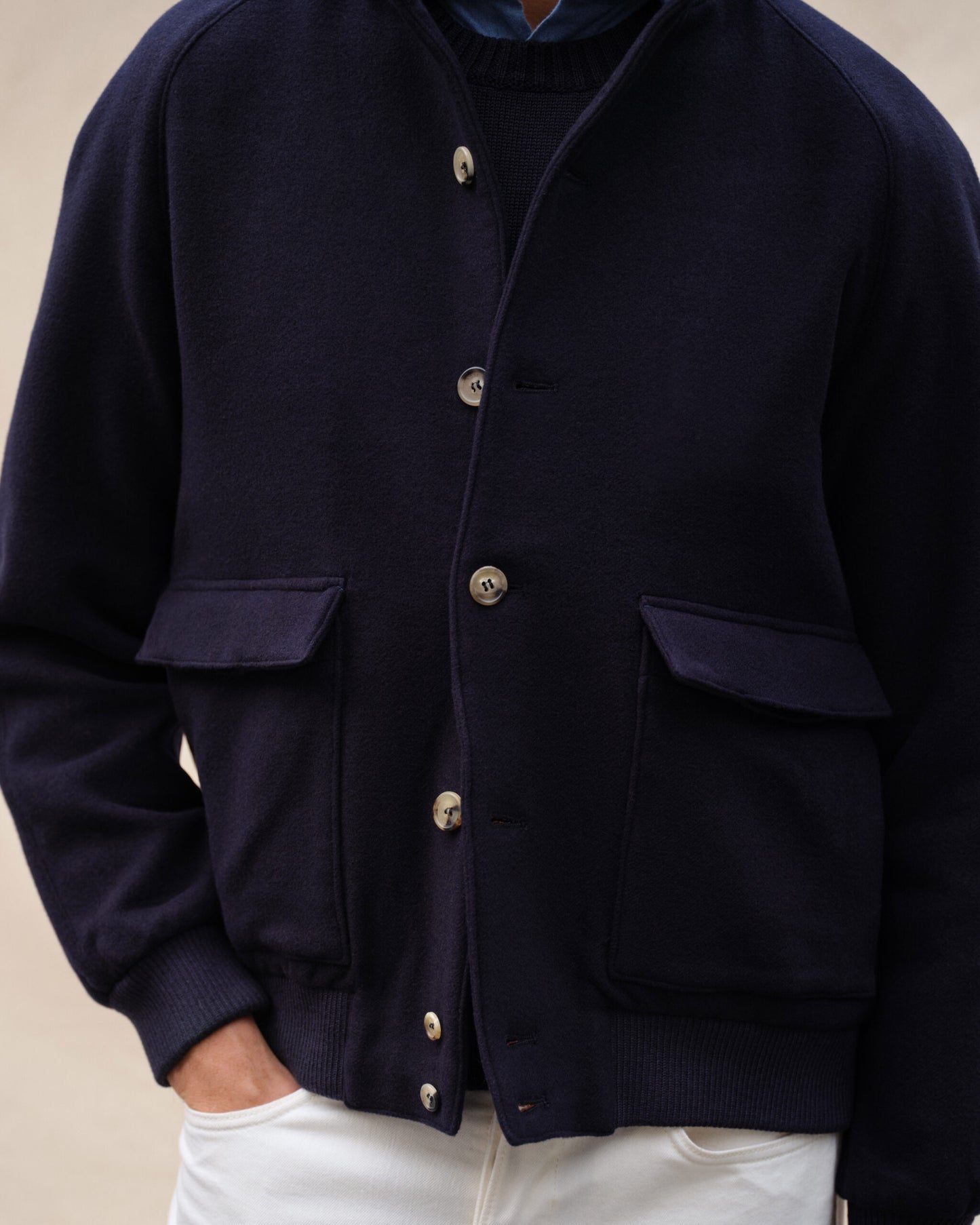 A1 Wool Bomber Jacket Navy