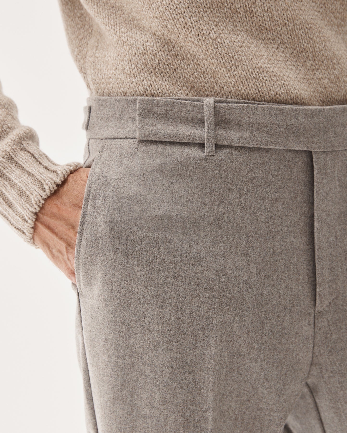 Tailored Wool Flannel Trouser Taupe