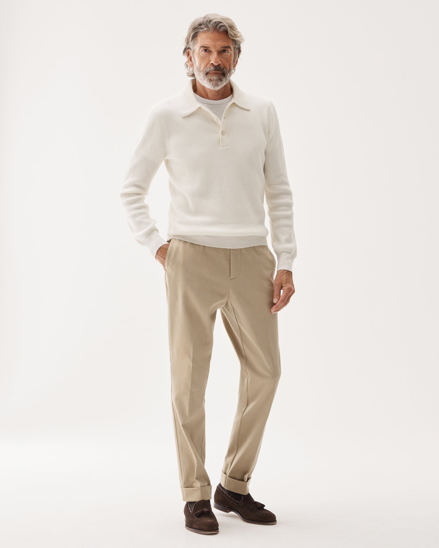 Tailored Brushed Cotton Trouser Beige