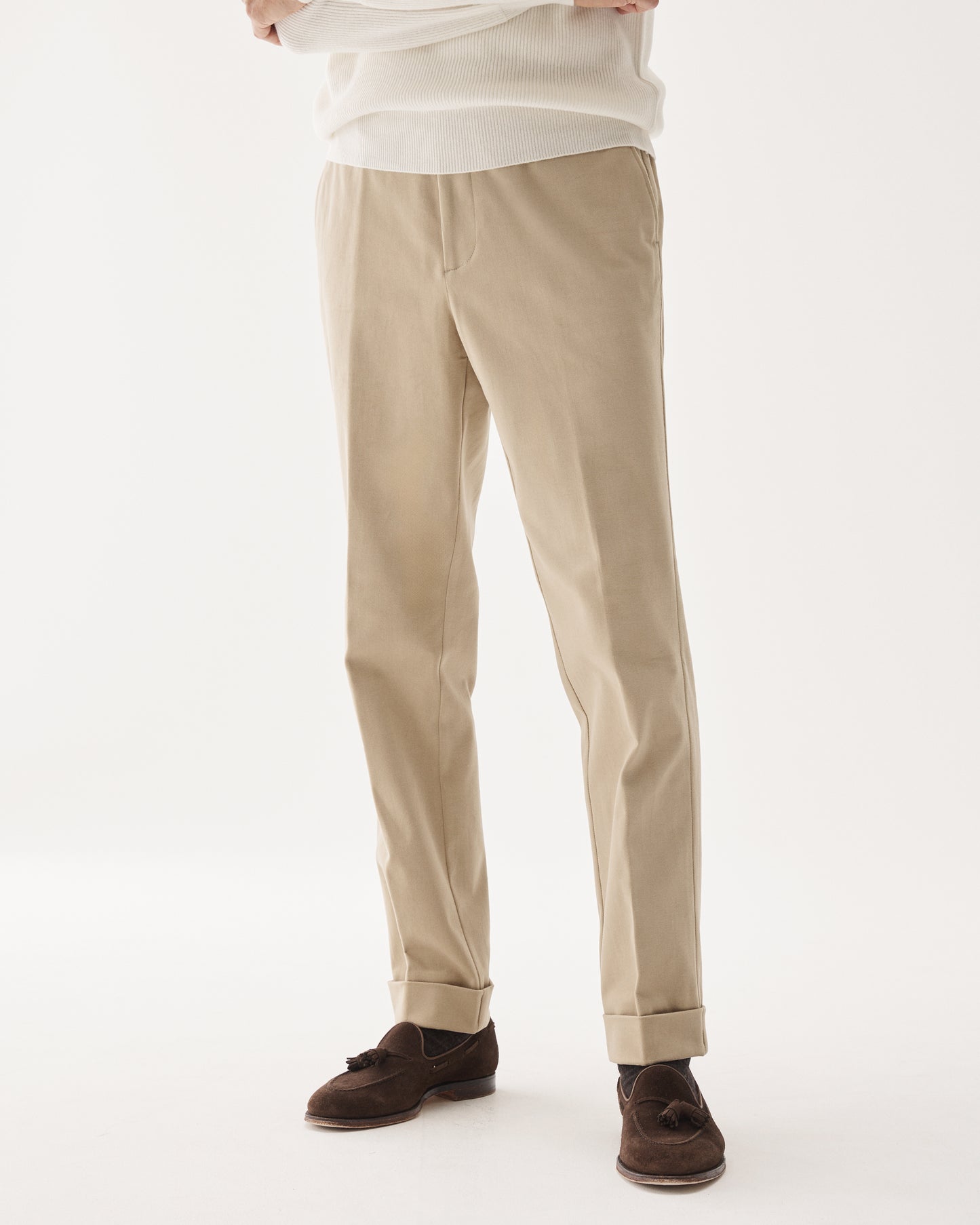 Tailored Brushed Cotton Trouser Beige