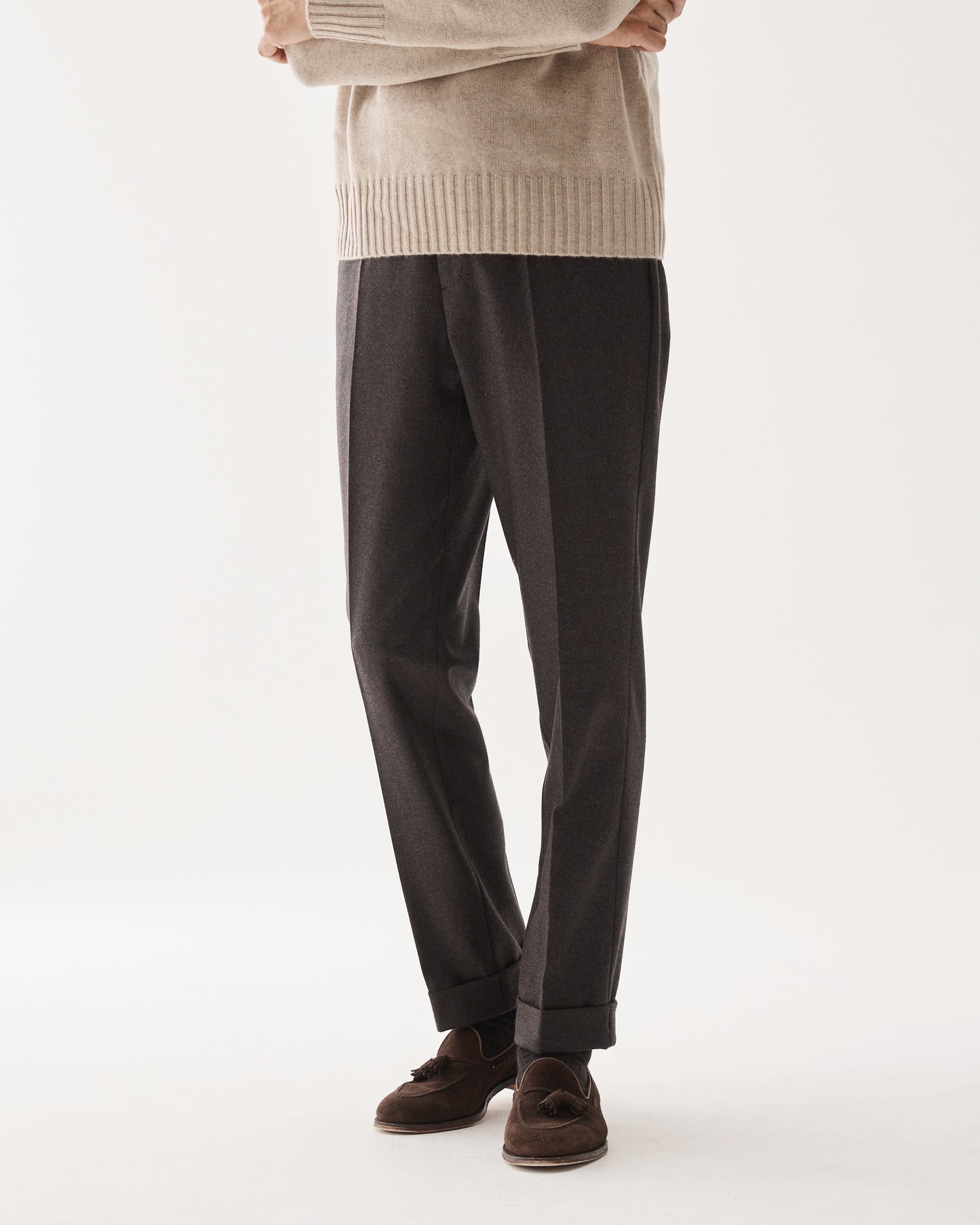 Tailored Wool Flannel Trouser Brown