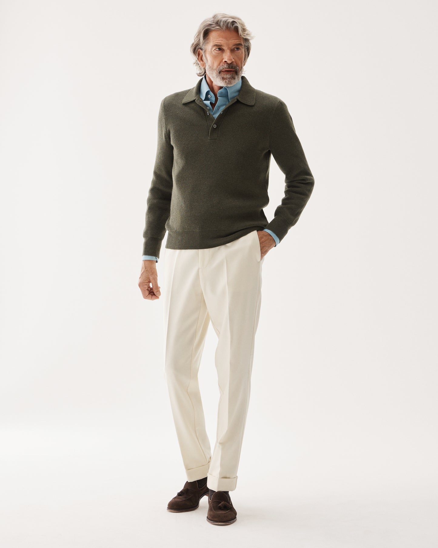 Tailored Wool Flannel Trouser White