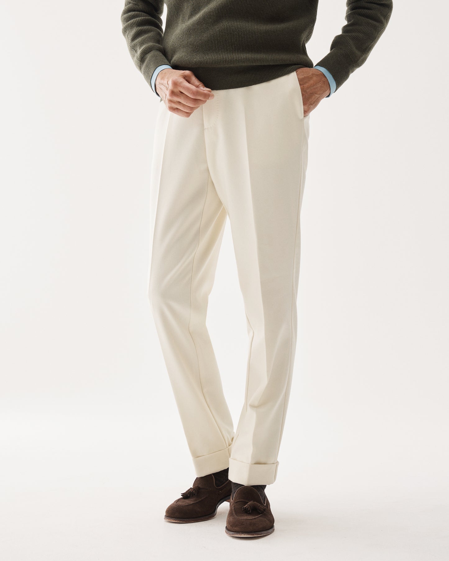 Tailored Wool Flannel Trouser White