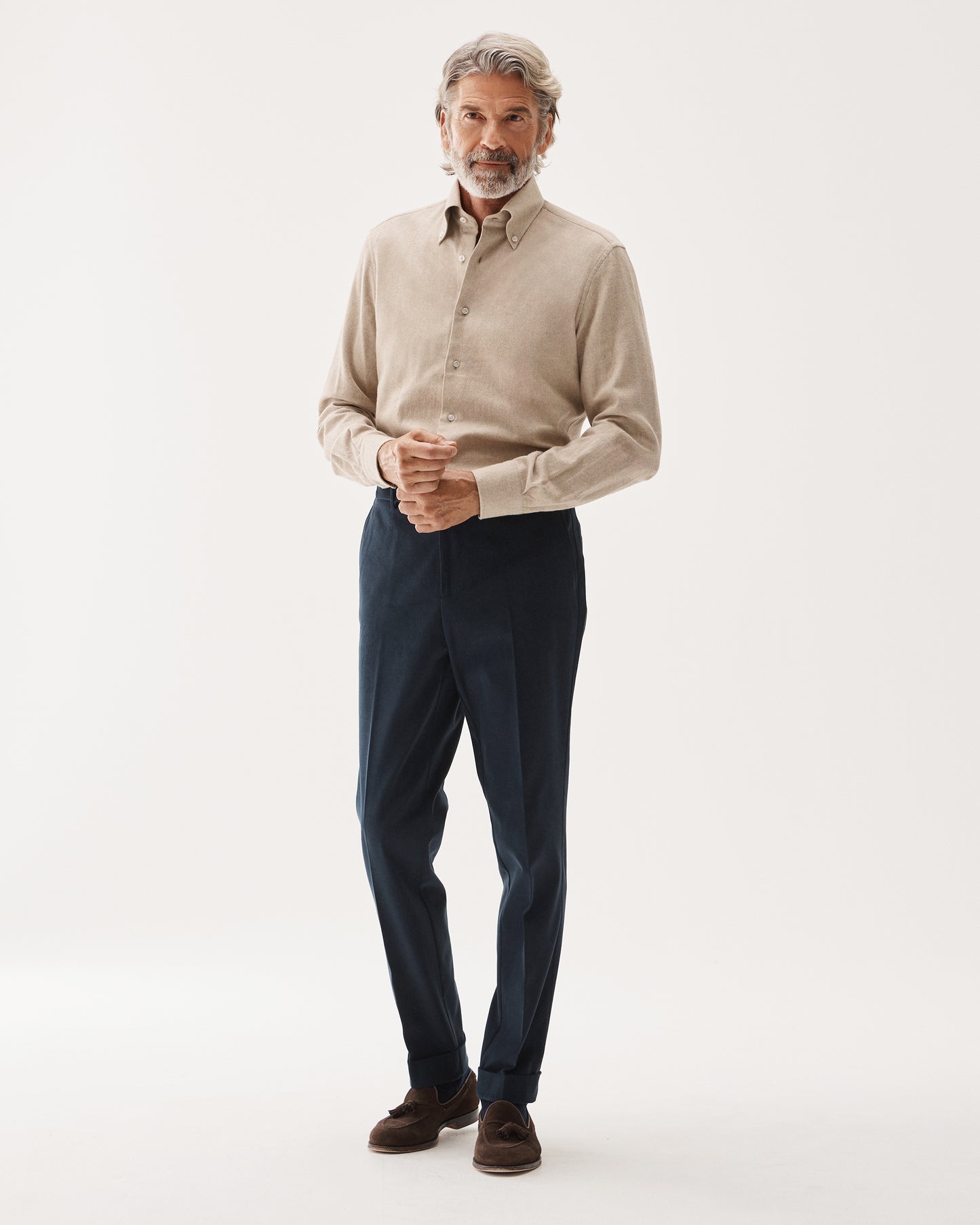 Tailored Brushed Cotton Trouser Navy