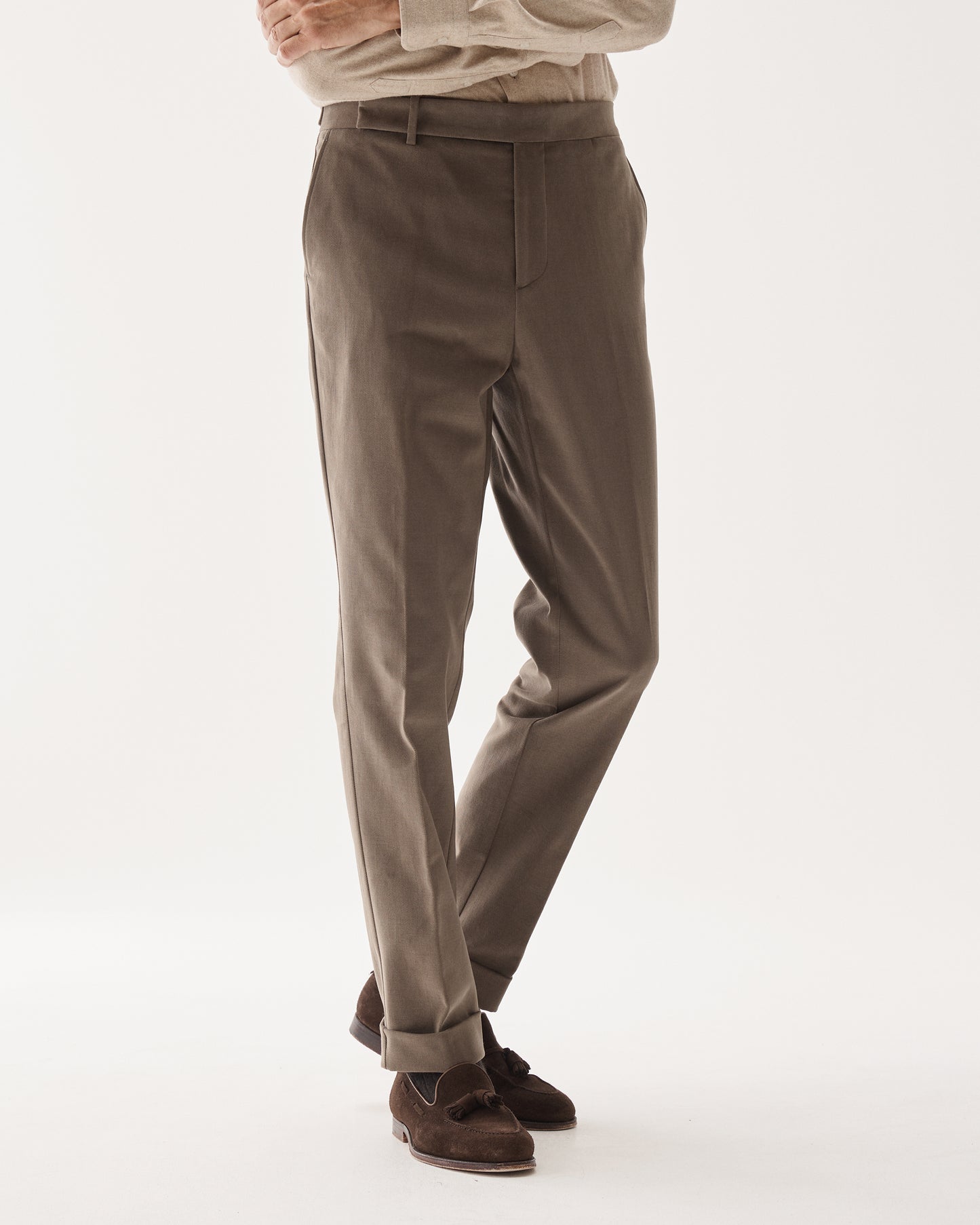 Tailored Brushed Cotton Trouser Taupe