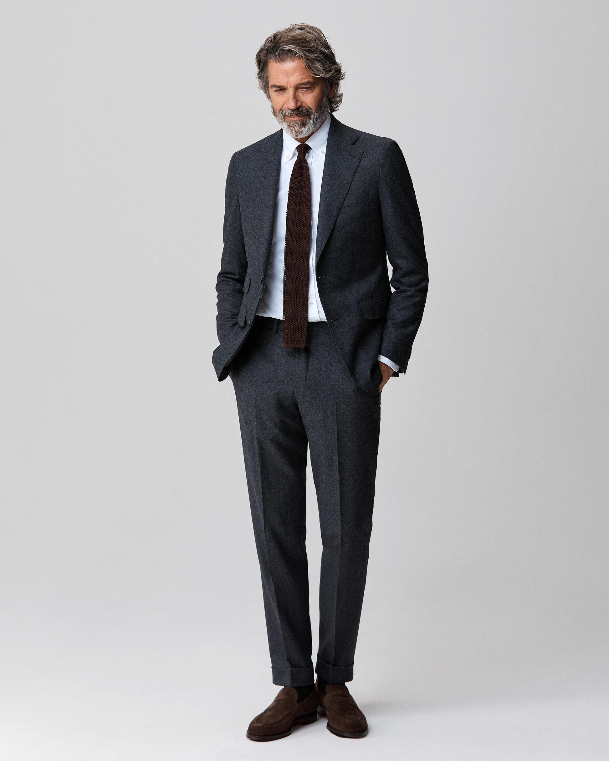 Grey wool flannel suit