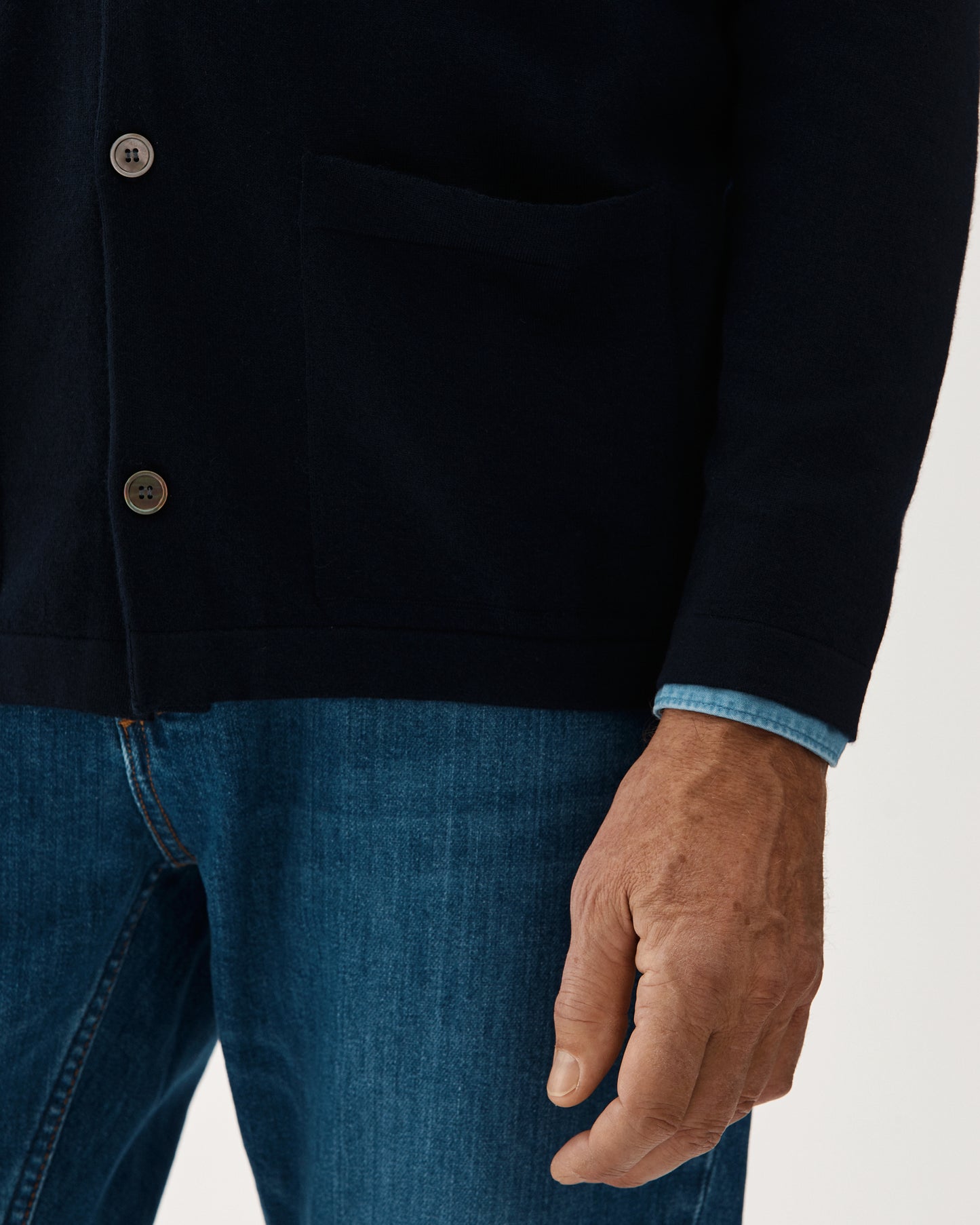 Cashmere Shirt Cardigan Navy