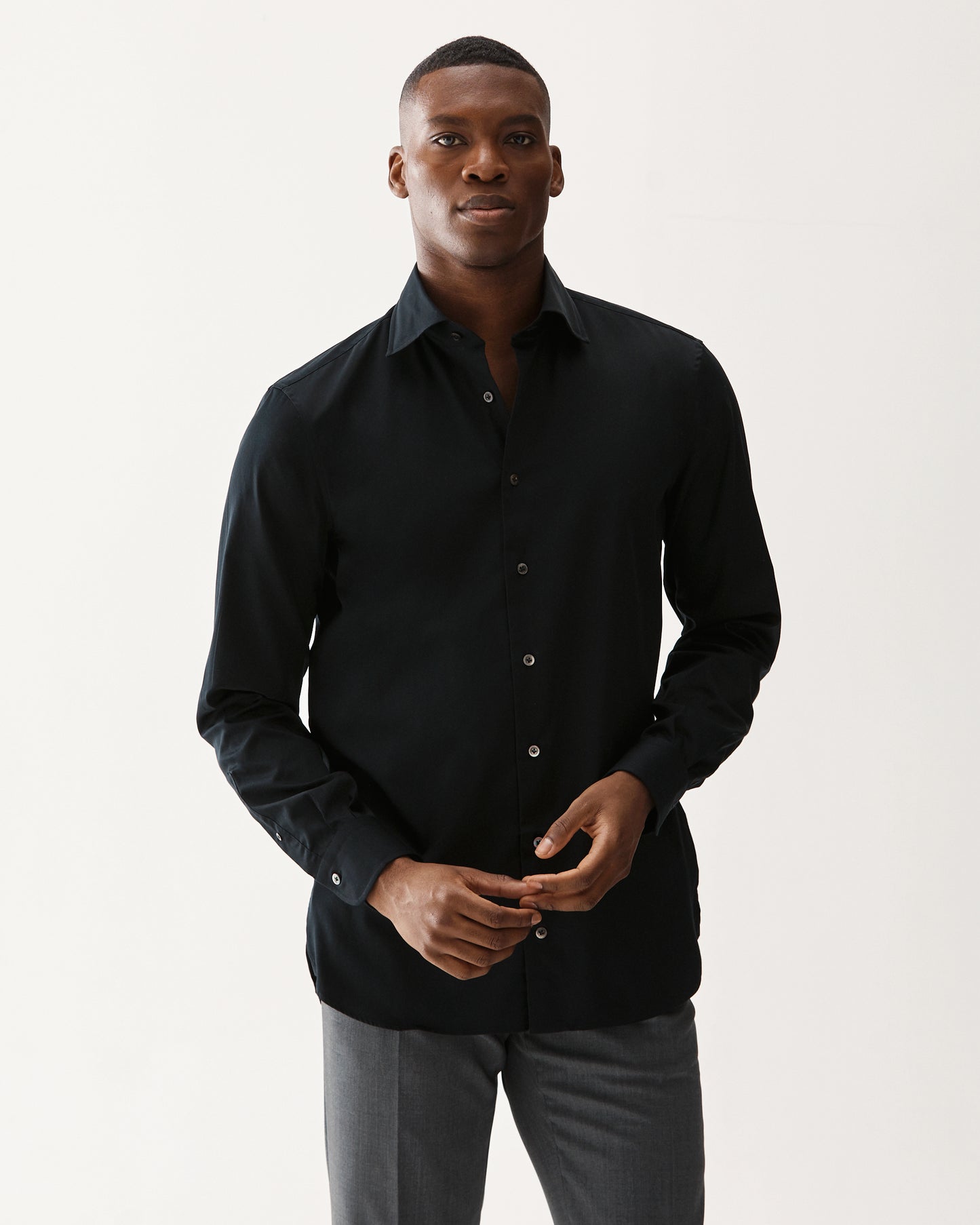 Cotton Sateen Shirt Black