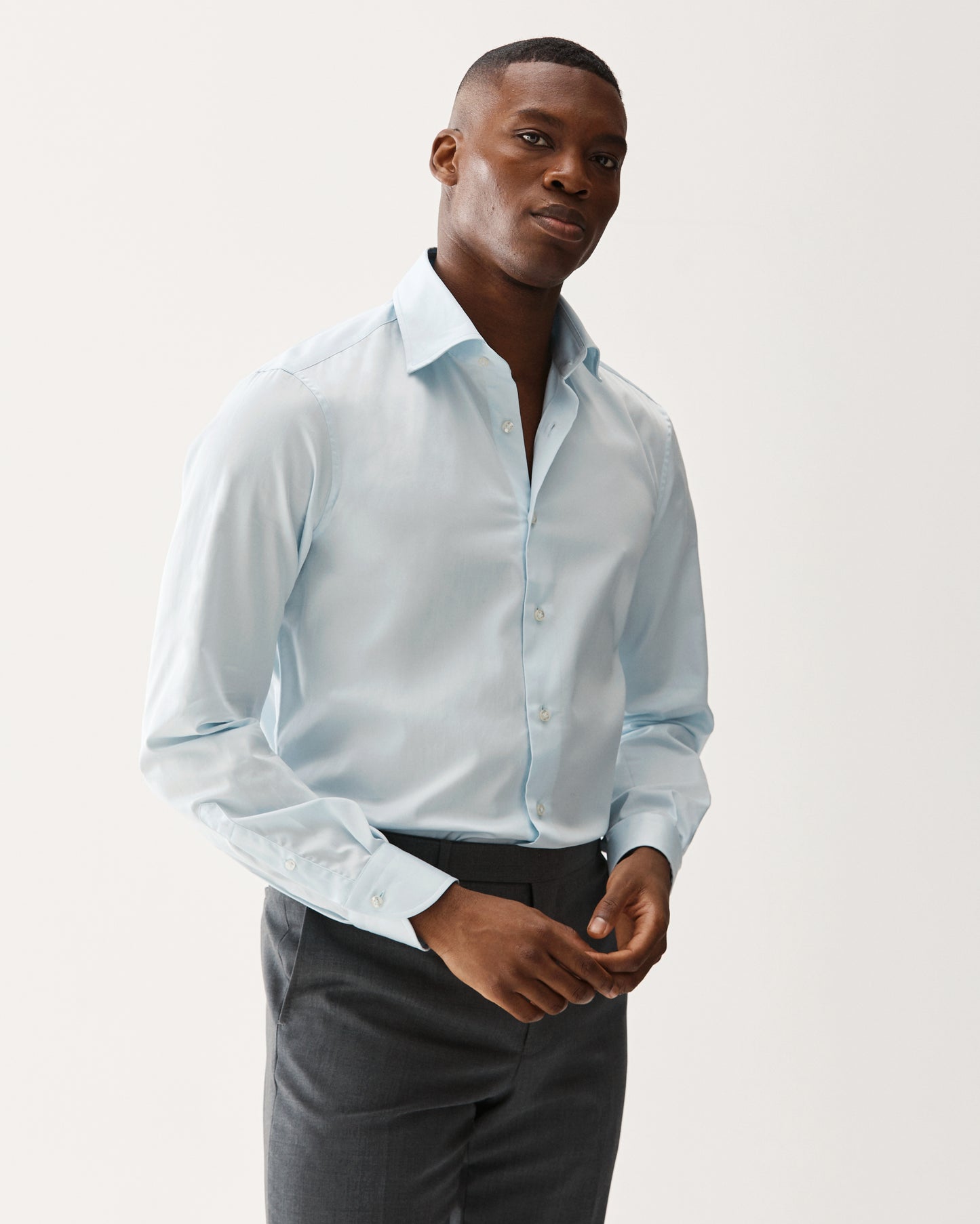 Cotton Sateen Shirt Light Blue