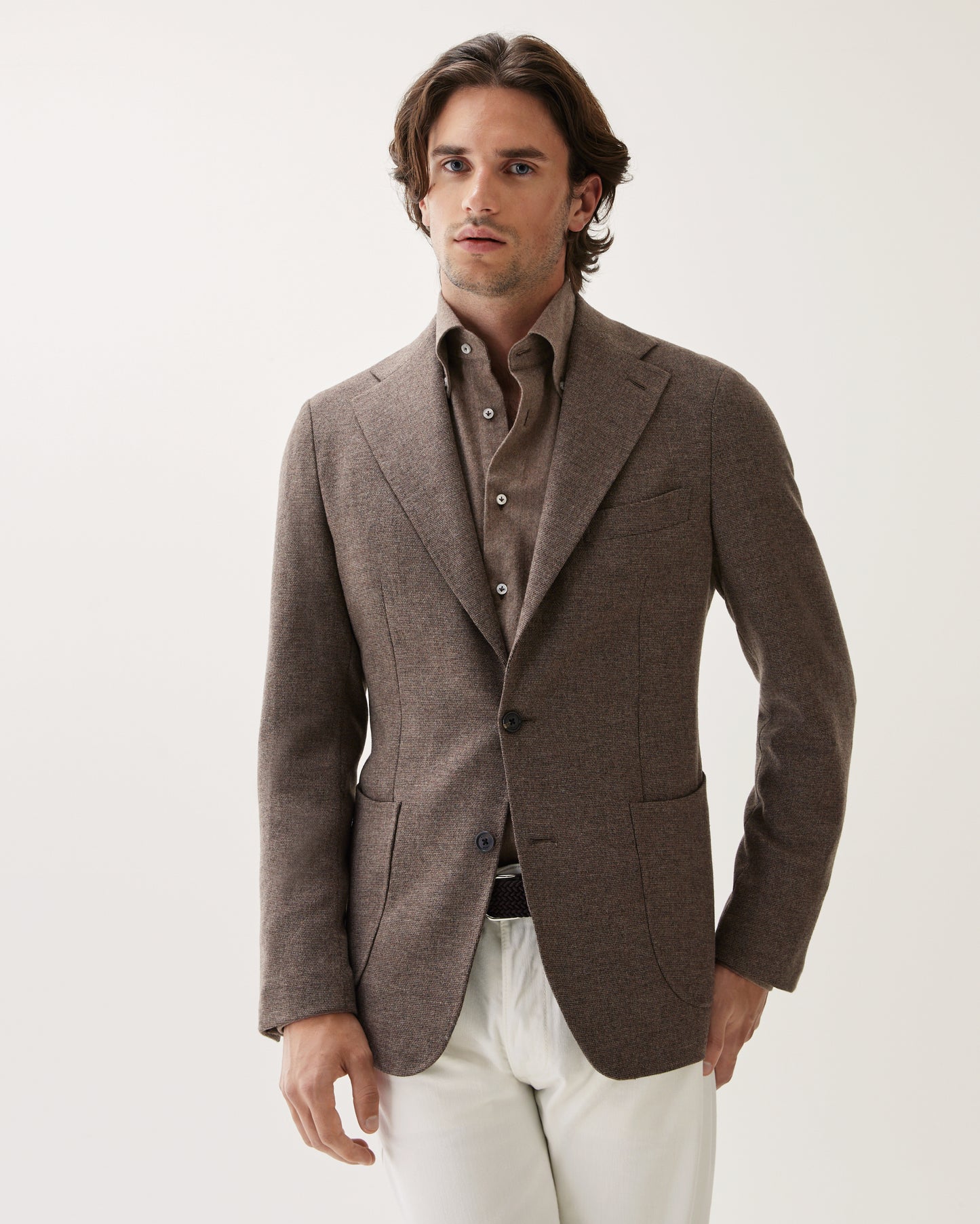 Basketweave Wool Blend Jacket Nougat