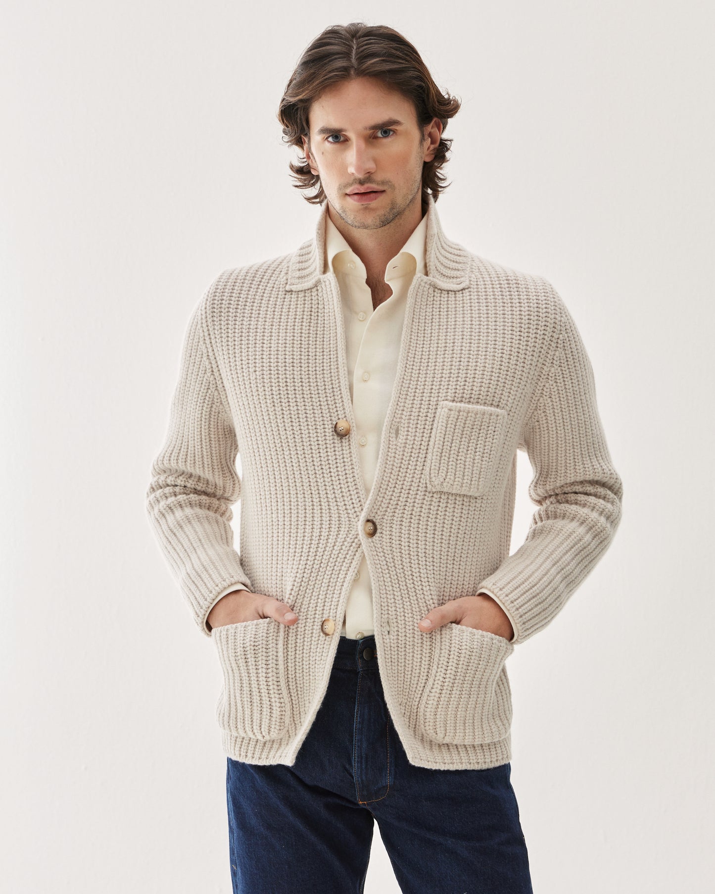 Knitted Wool Jacket White