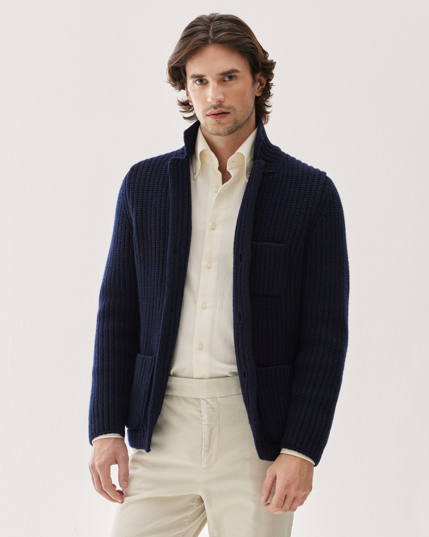 Knitted Wool Jacket Navy