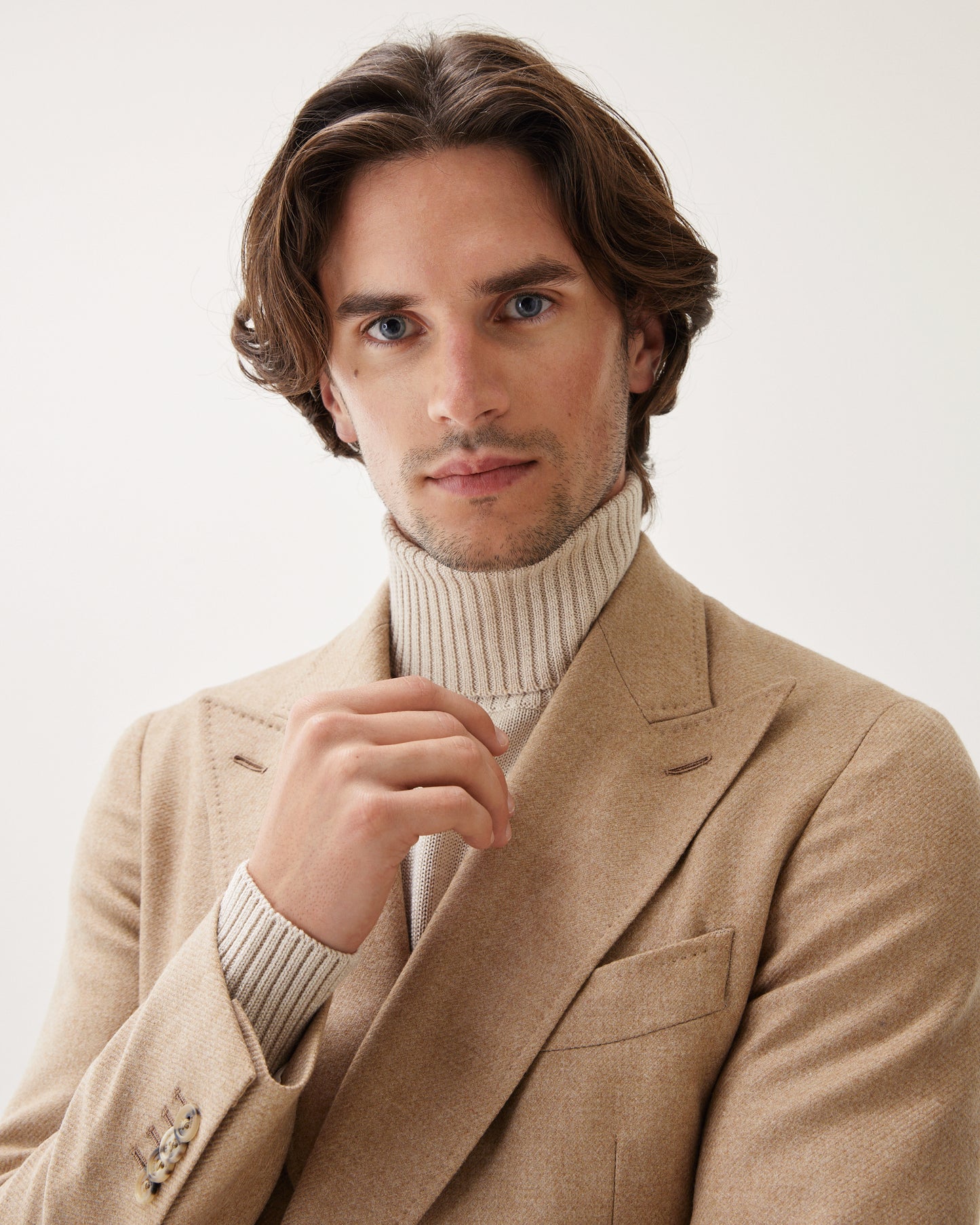 Double-Breasted Wool Blend Jacket Beige