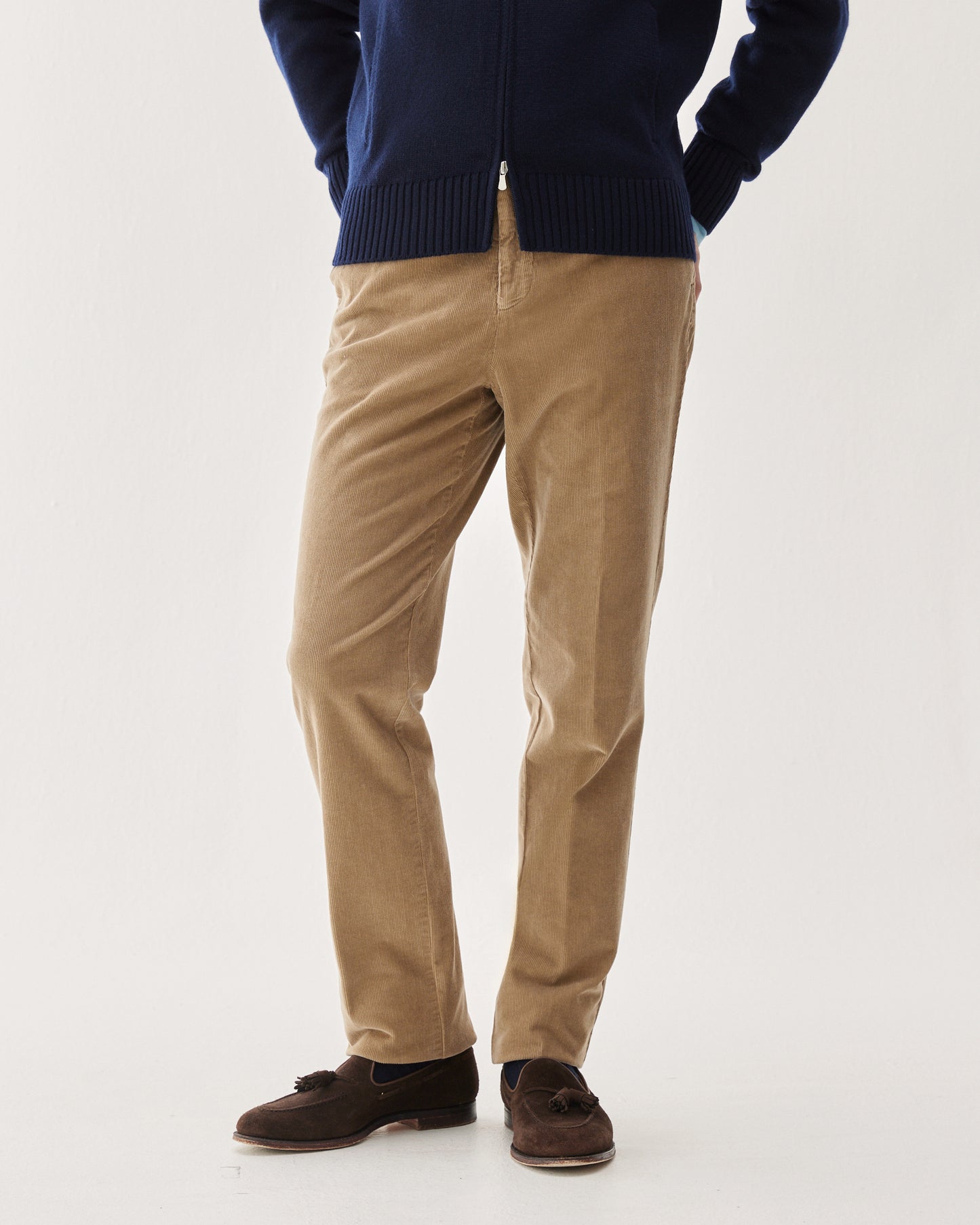 Cotton Cashmere Corduroy Trousers Khaki