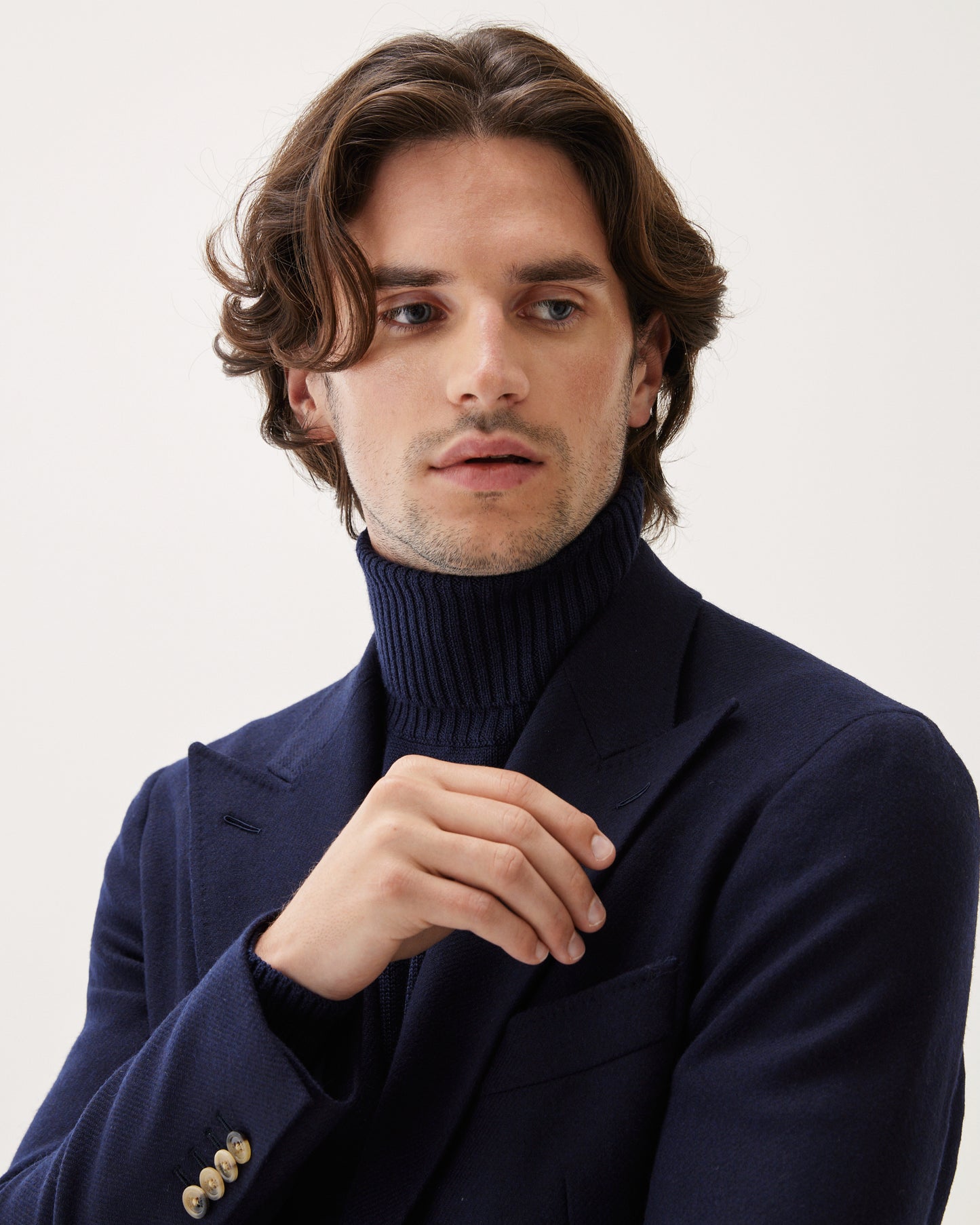 Double-Breasted Wool Twill Jacket Navy